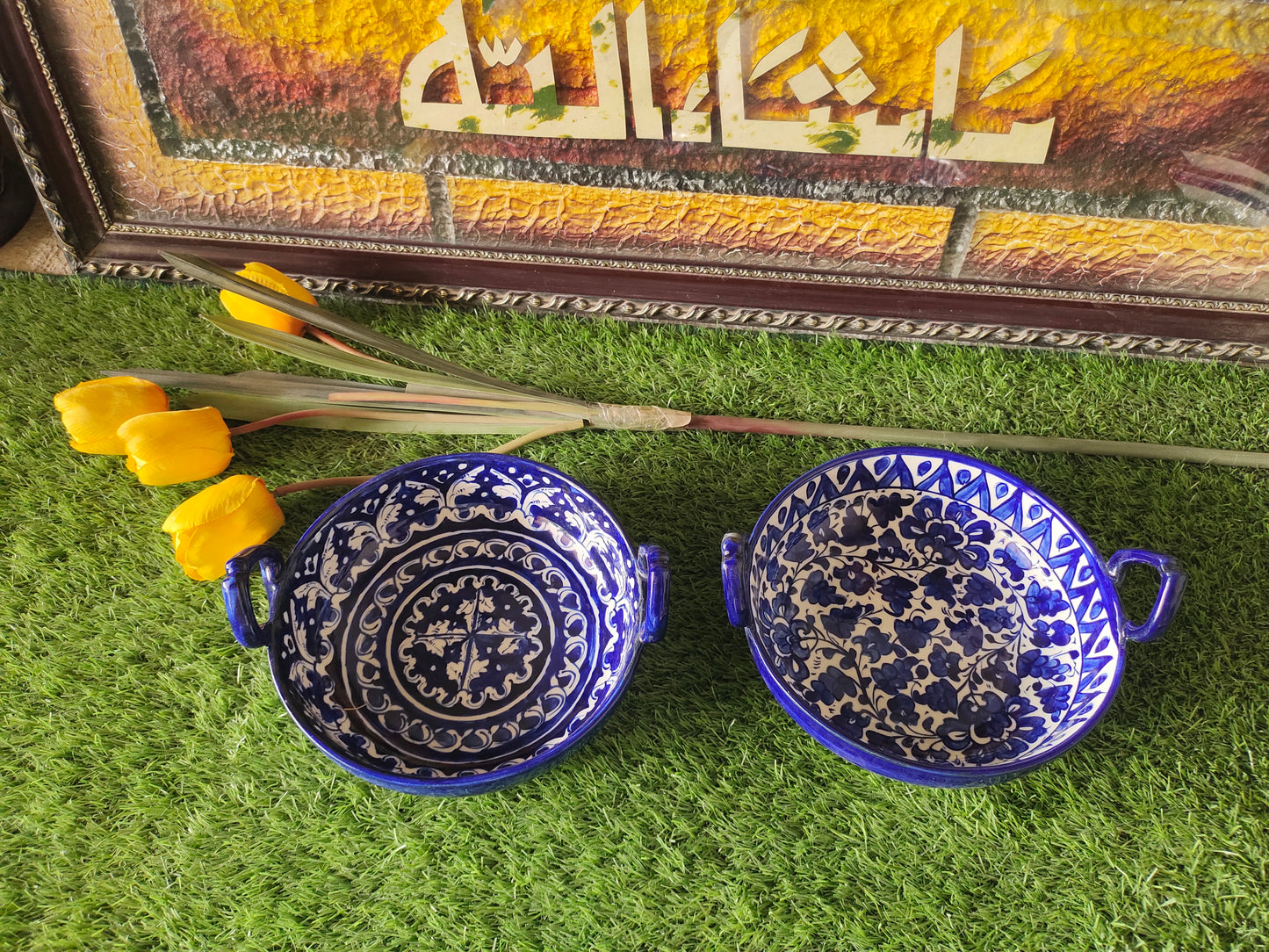 Ceramic Handmade Handle Karahi | Size 9 inch