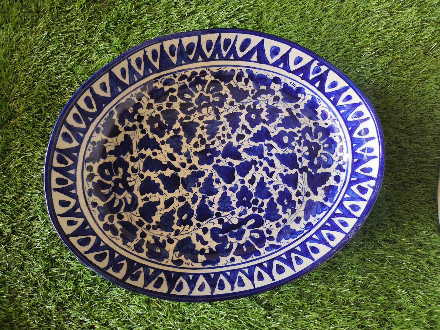 Ceramic Handmade Deep size Oval Serena Rice Platter | Size 13 inch