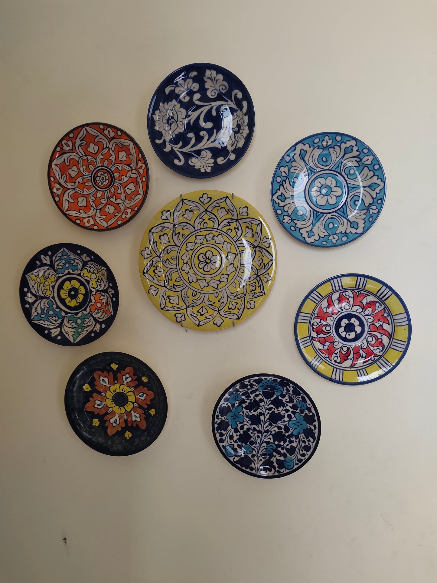 Ceramic Handmade Plate Set | Calligraphy Wall Art | Wall Art | 8 pcs set