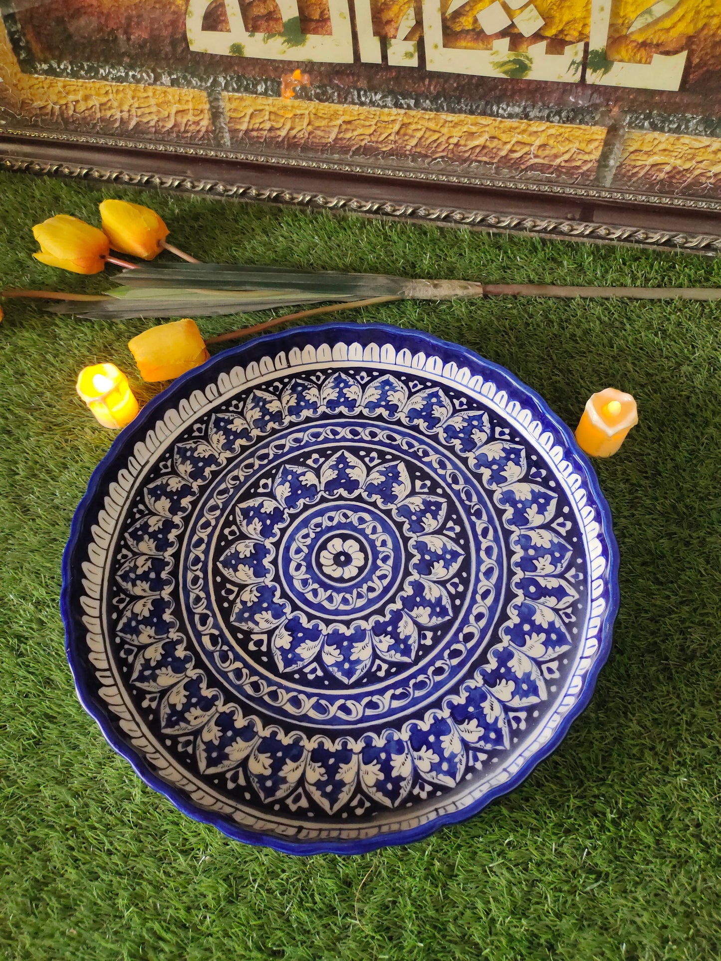 Ceramic Handmade Pizza Platter Large Dish | Size 15 inch