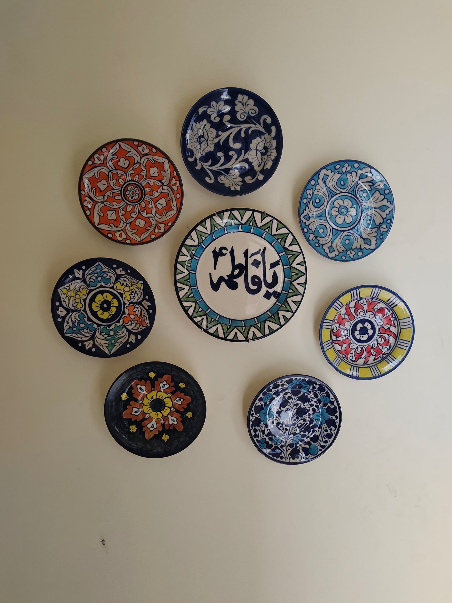 Ceramic Handmade Plate Set | Calligraphy Wall Art | Wall Art | 8 pcs set
