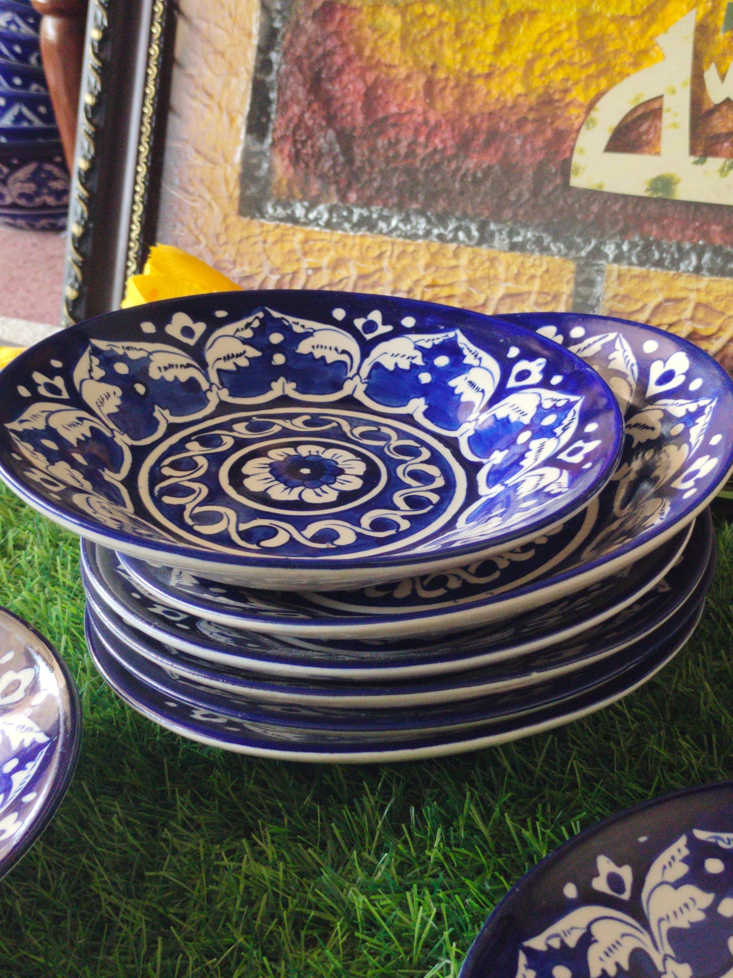 Ceramic Handmade Blue Deep Plate | Size 8 inch | Ghauri Design