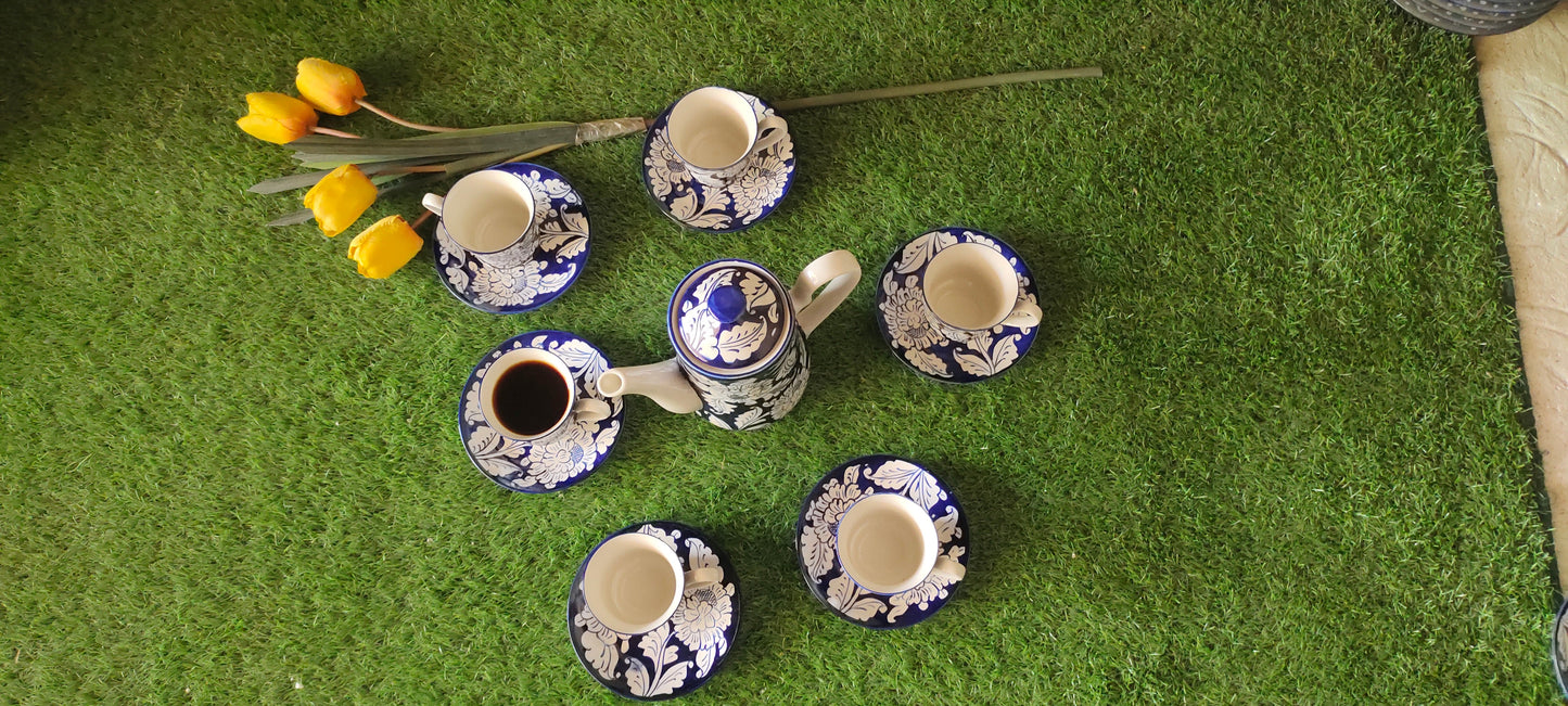 Ceramic Handmade Kahwa Set Complete | 13 Pcs |