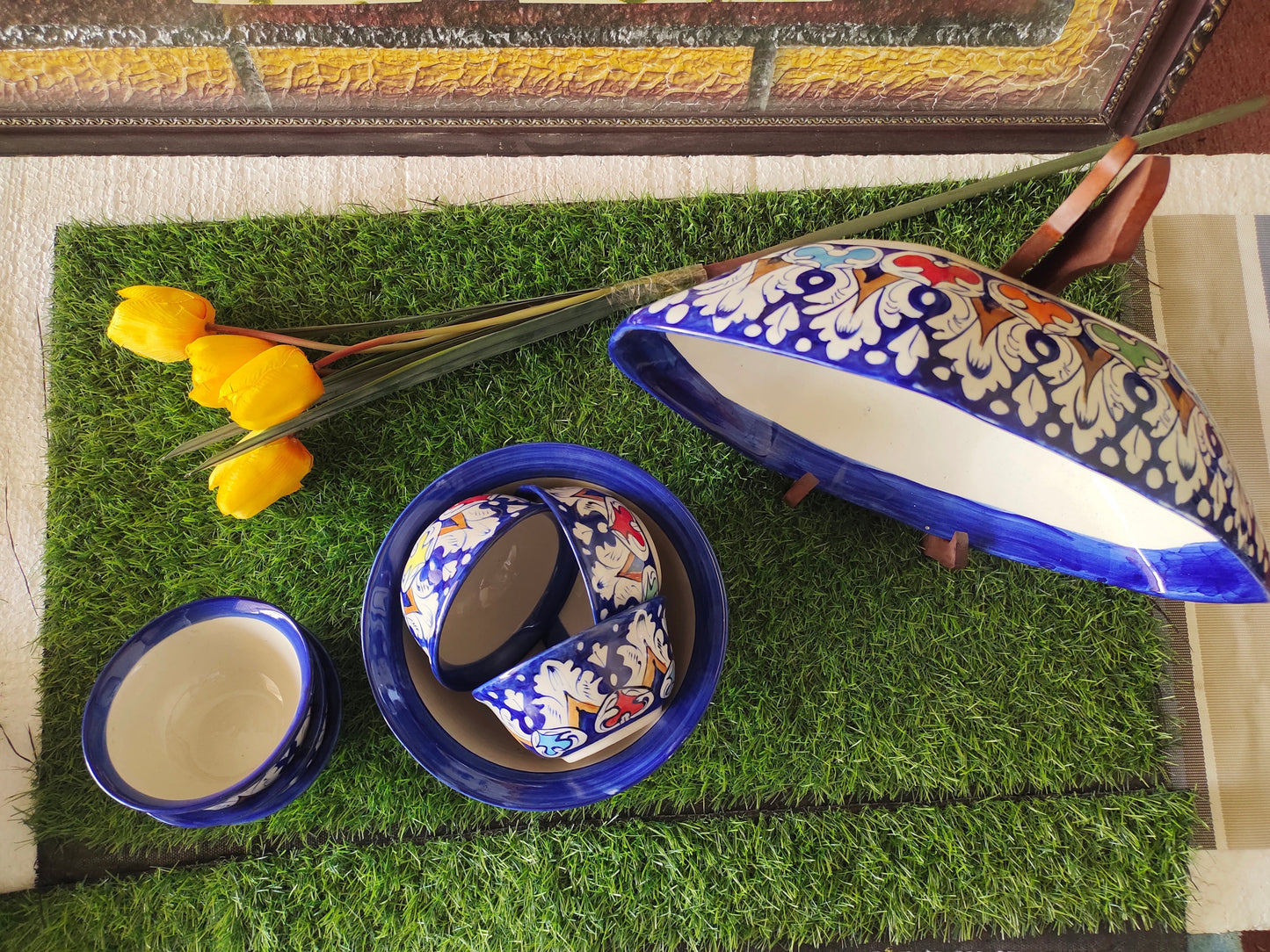 Ceramic Handmade Bundle Deals - Desert Bowl Set(7 pcs set) & Fruit Dish Platter