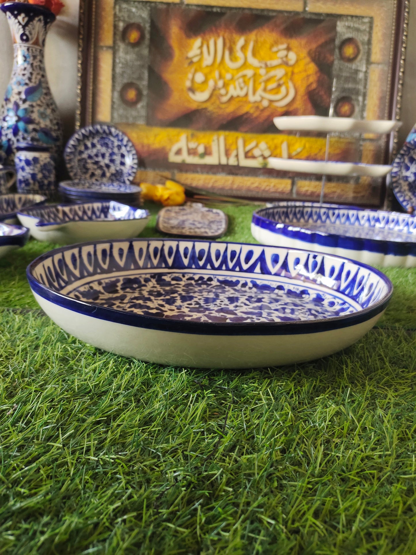 Ceramic Handmade Deep size Oval Serena Rice Platter | Size 13 inch
