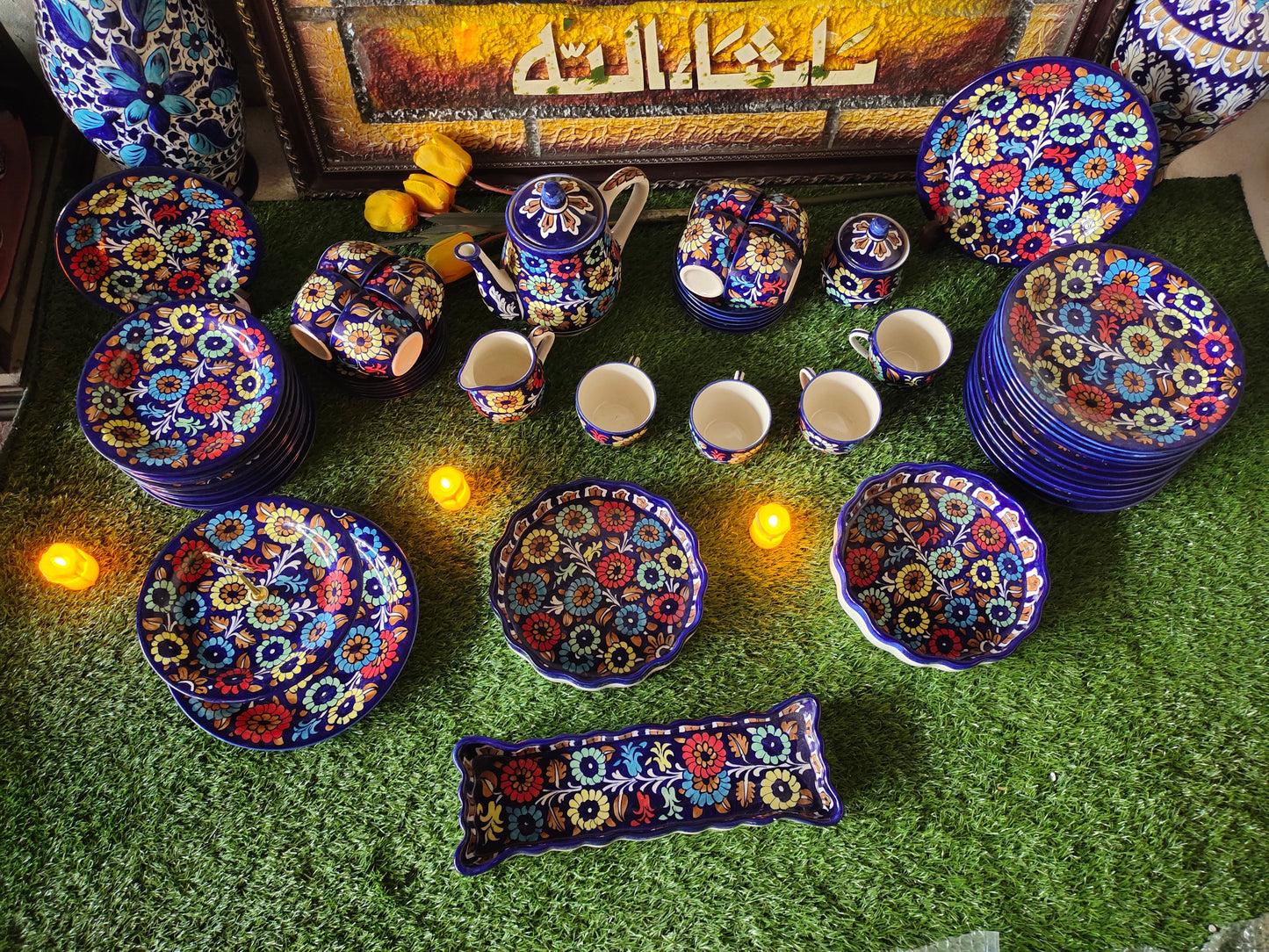 Ceramic Customized Dinner Set Handmade | 12 Person Servings | J Design | Total 56 pcs