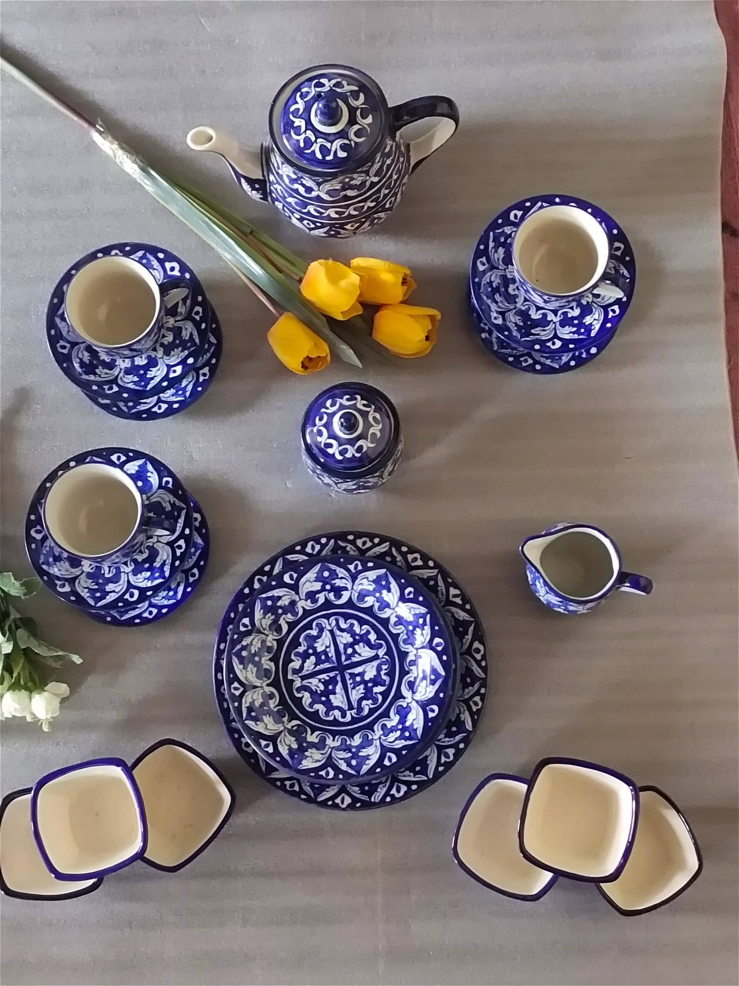 Ceramic Handmade Customized Pottery Breakfast set | Nashta Set | Ceramic Tea set | Side plates | Unique gift for coffee lover |purchase as a set
