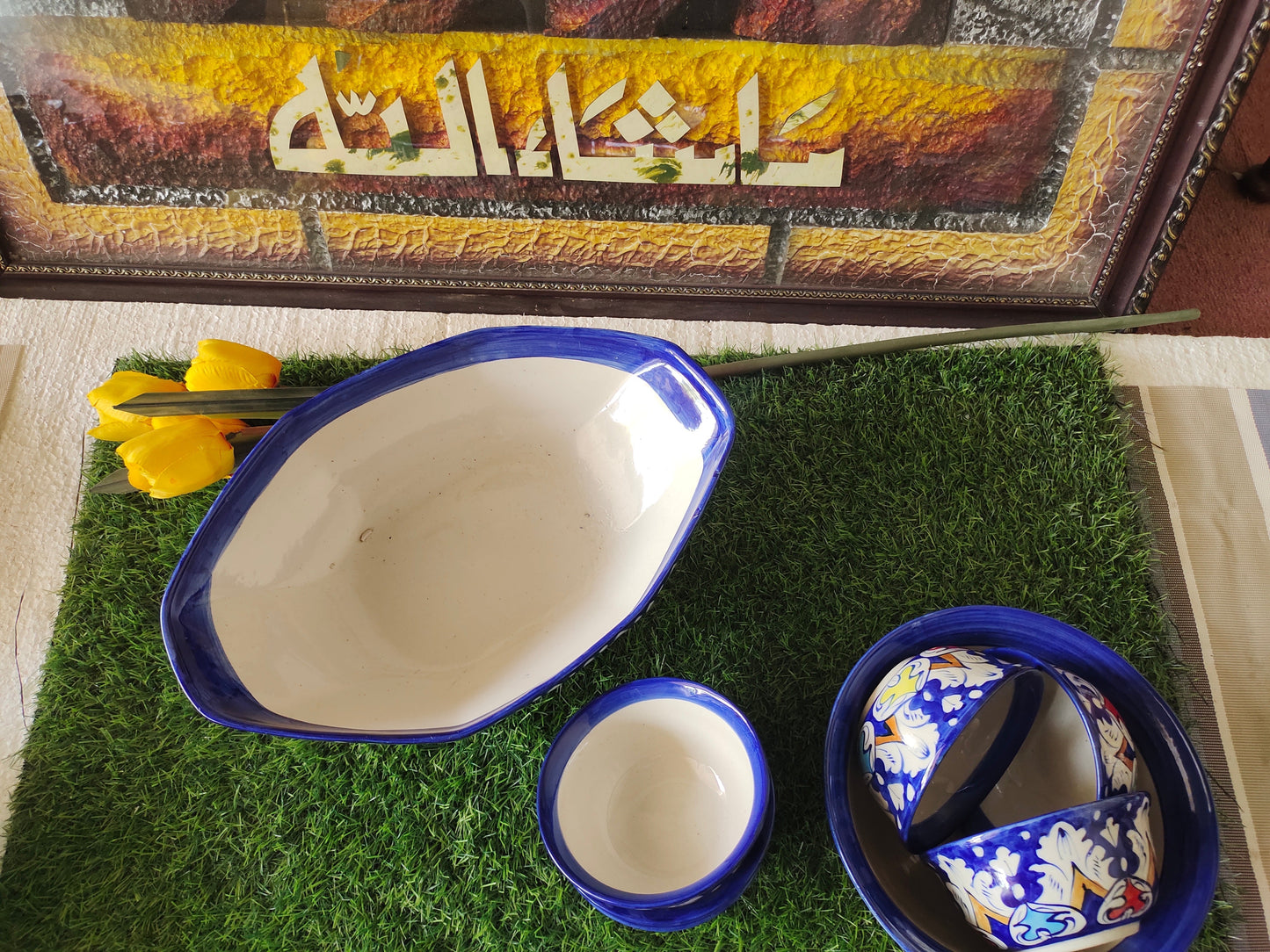 Ceramic Handmade Bundle Deals - Desert Bowl Set(7 pcs set) & Fruit Dish Platter