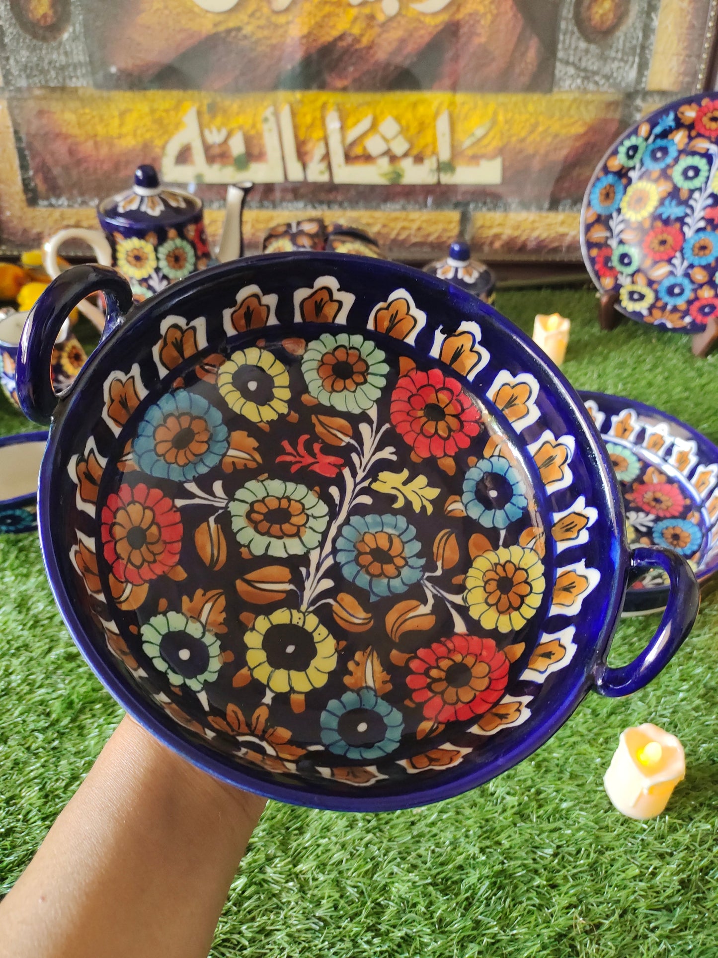 Ceramic Handmade Handle Karahi |Size 9 inch | J Design