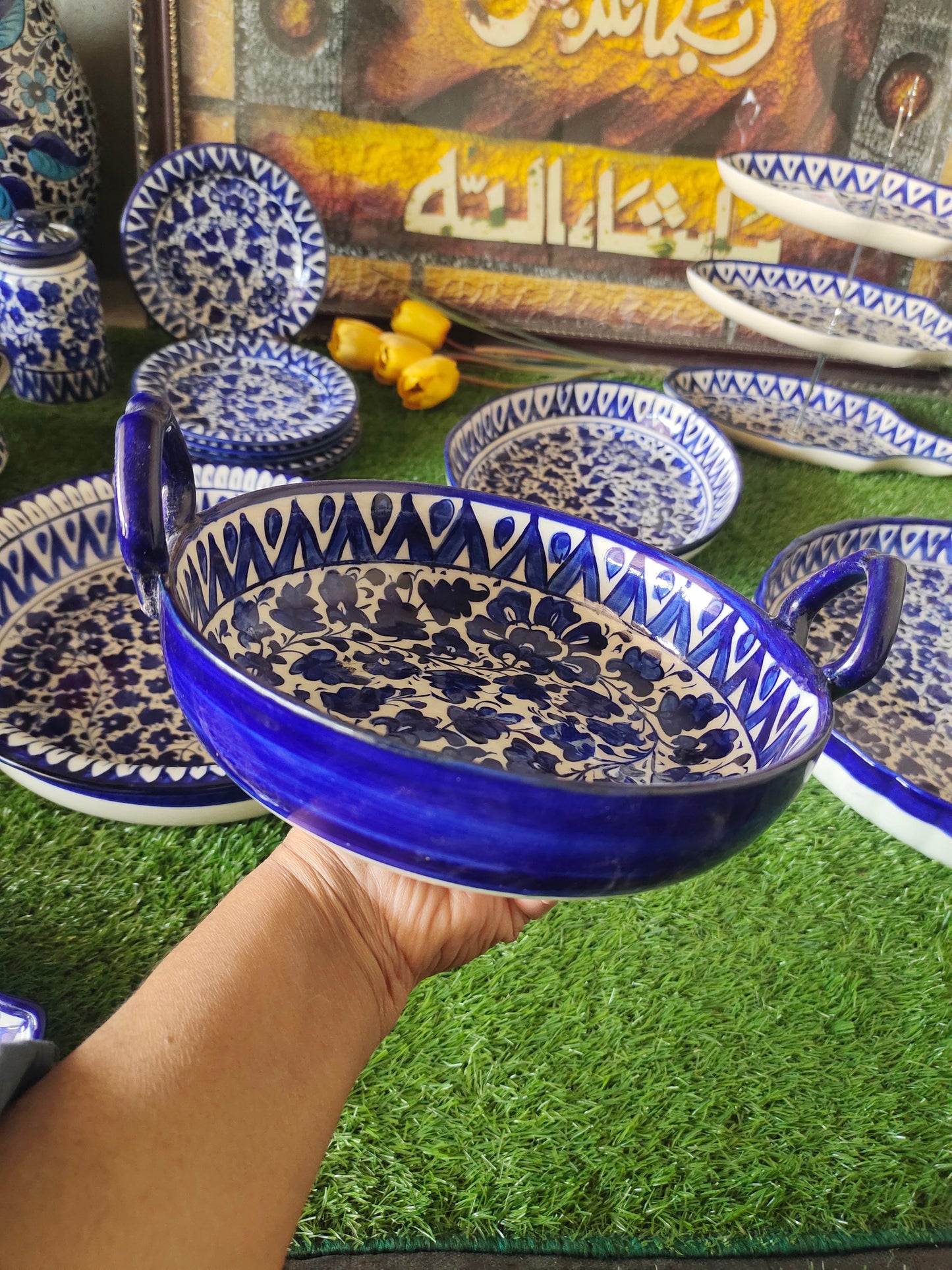 Ceramic Handmade Handle Karahi- Serena Design Customized | Serving Dish | Size 9 inch