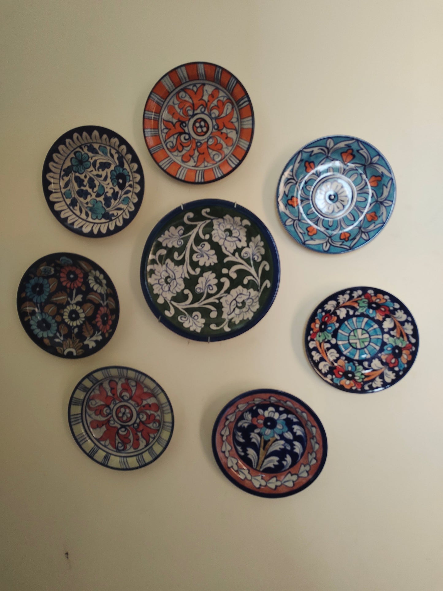 Ceramic Handmade Wall Hanging Plates set | 8 Plates Set