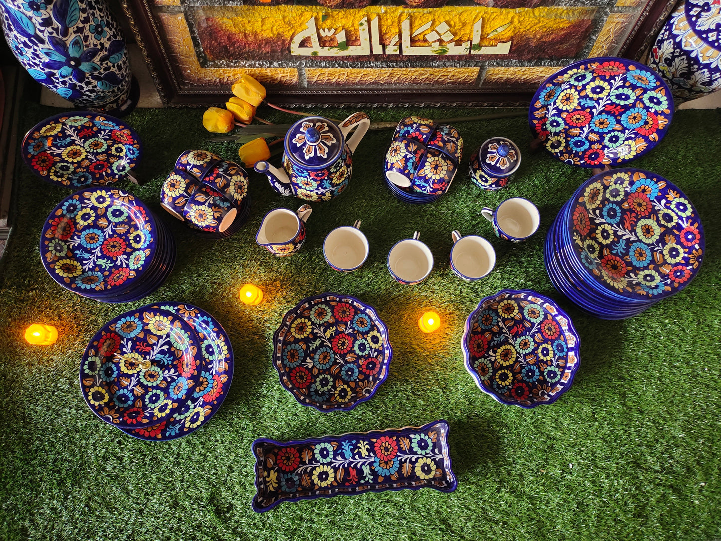 Ceramic Customized Dinner Set Handmade | 12 Person Servings | J Design | Total 56 pcs