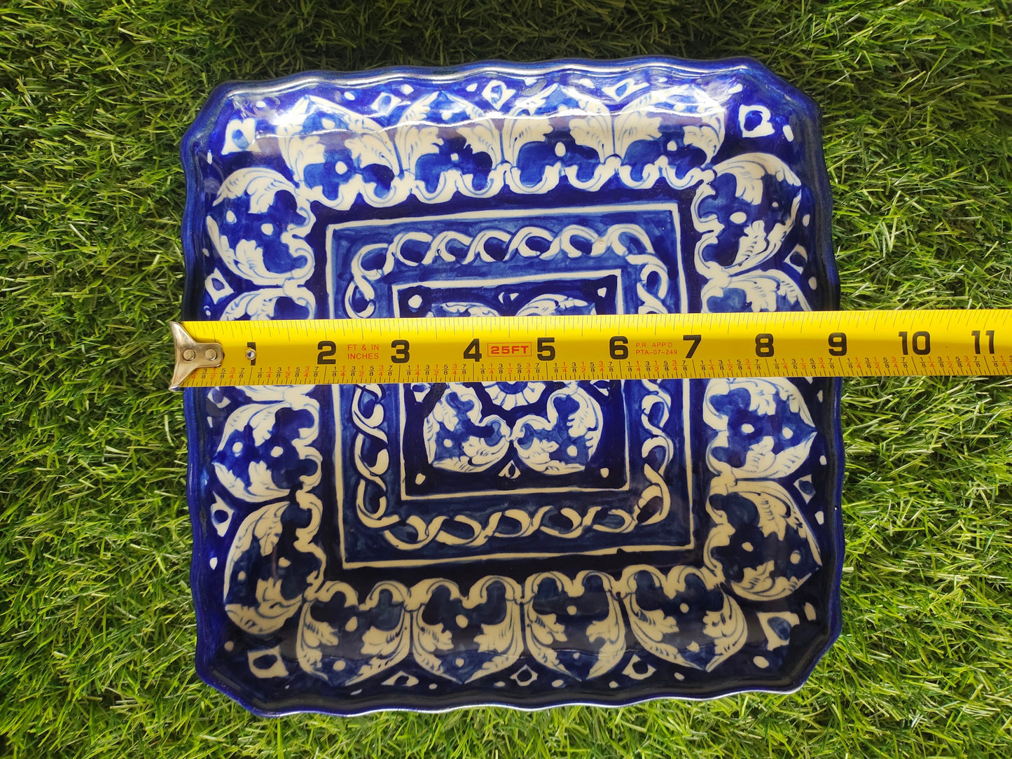 Ceramic Handmade Blue Pottery Square Dish Platter | Size 9 inch