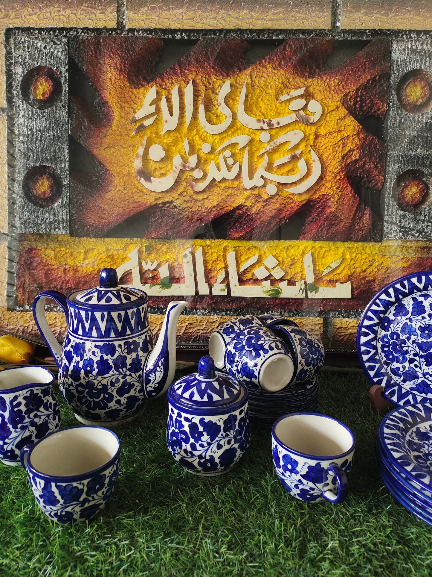 Ceramic Handmade Tea Set with Snack Plates | Quantity 21 Pcs | Serena Design | Nashta Set