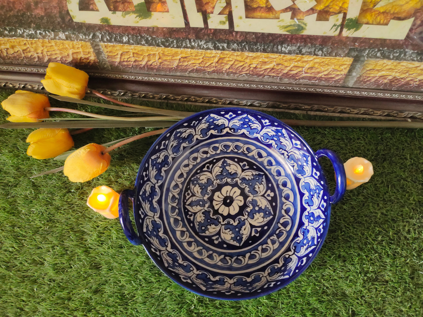 Ceramic Handmade Handle Karahi | Ghauri Design | Size 10 inch
