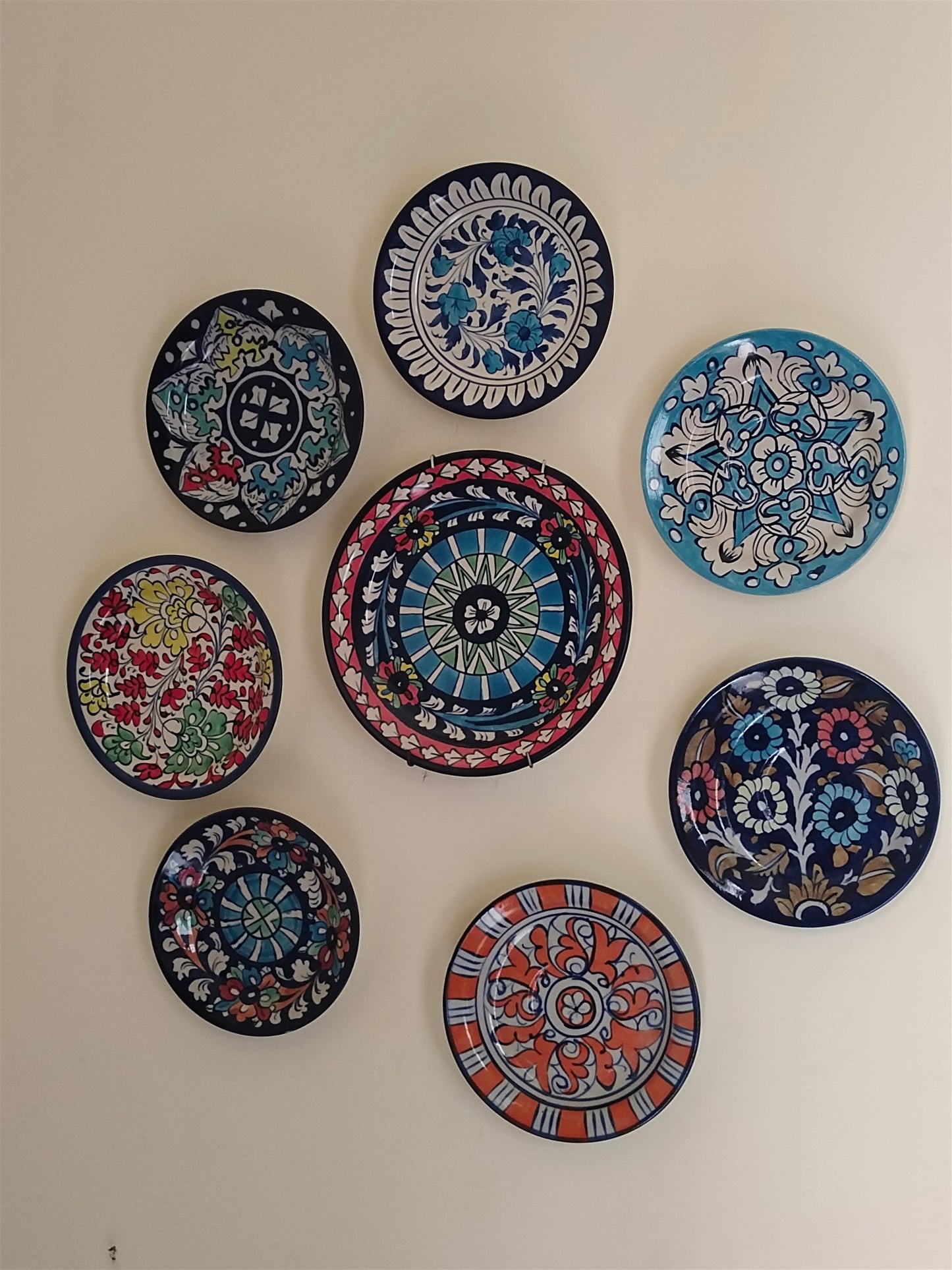 Ceramic Handmade Wall Hanging Plates | 8 plates set