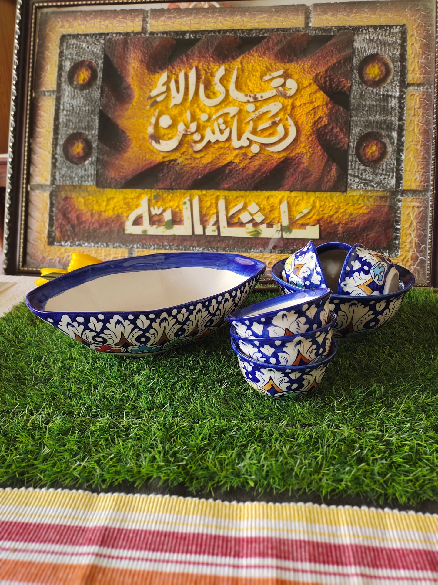 Ceramic Handmade Bundle Deals - Desert Bowl Set(7 pcs set) & Fruit Dish Platter