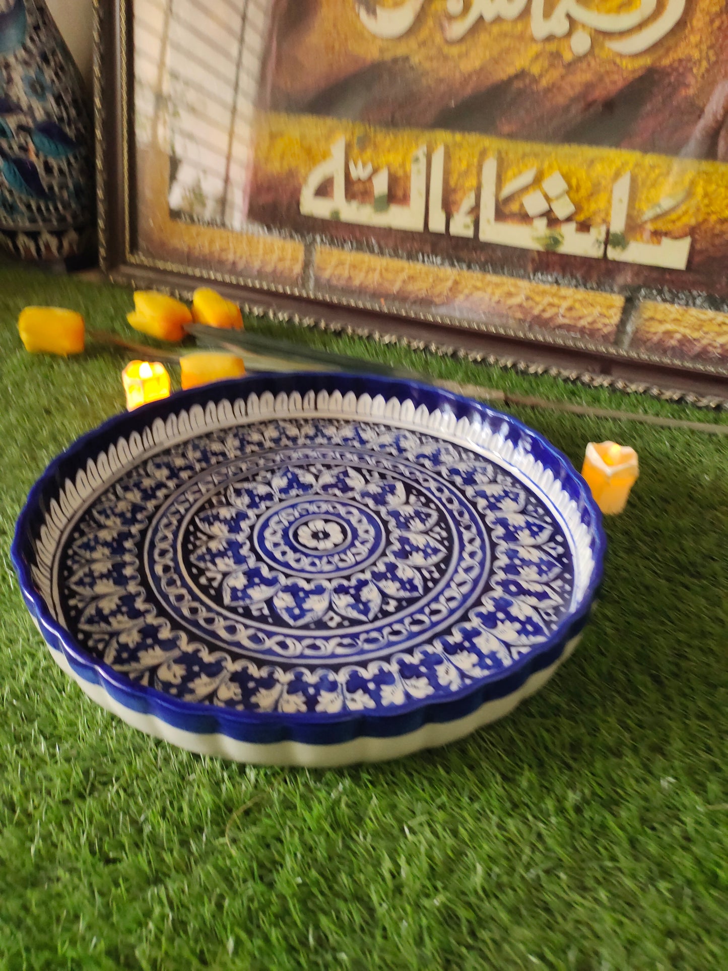 Ceramic Handmade Pizza Platter Large Dish | Size 15 inch