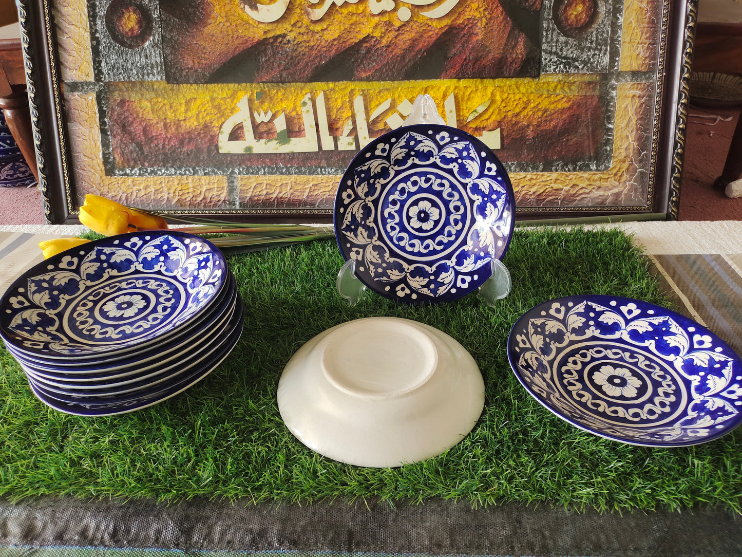 Ceramic Handmade Blue Deep Plate | Size 8 inch | Ghauri Design