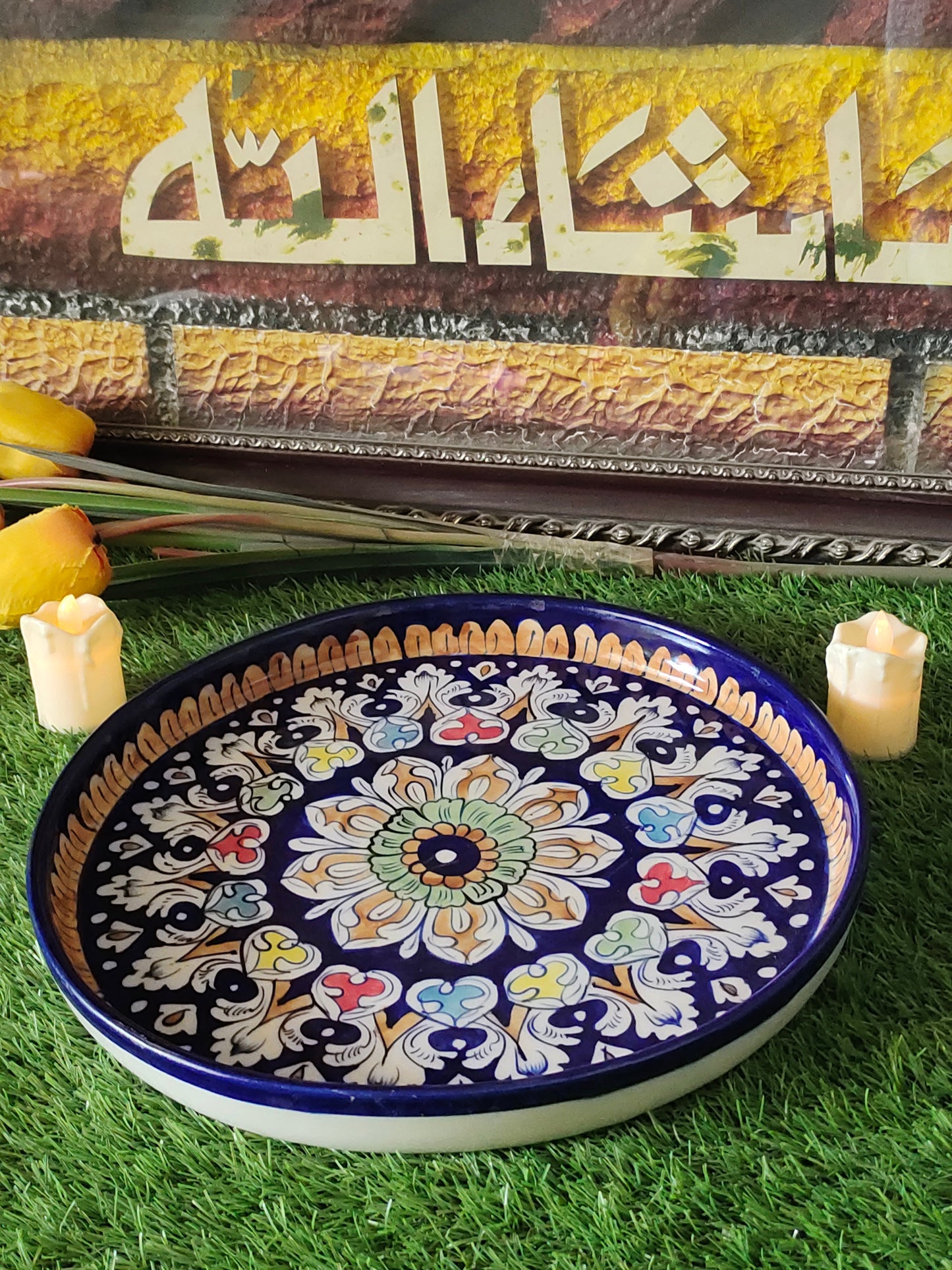 Ceramic Handmade Pizza Platter Dish | Size 12 inch | TRD Multi Design