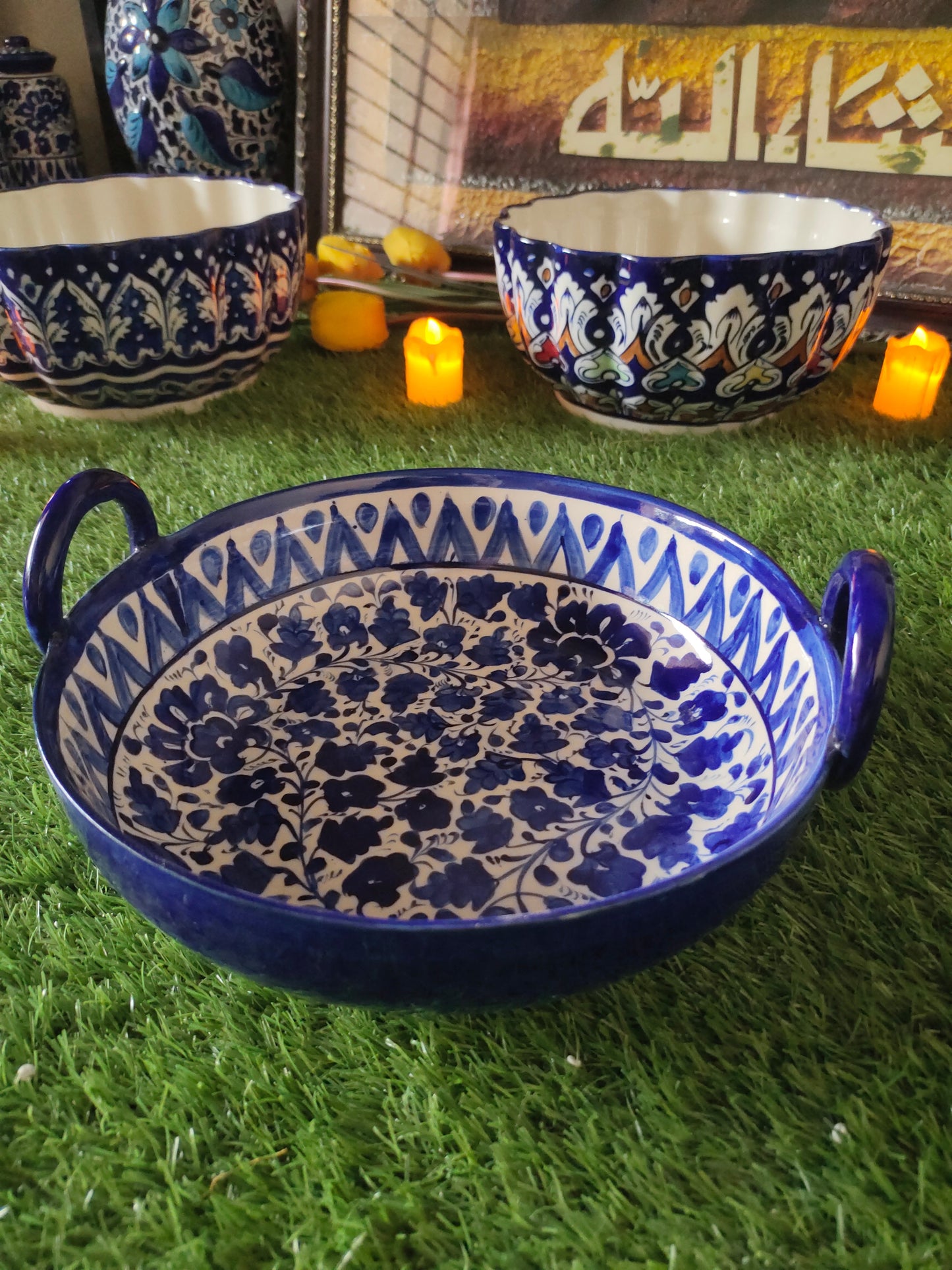 Ceramic Handmade Handle Karahi Serena | Size 10 inch