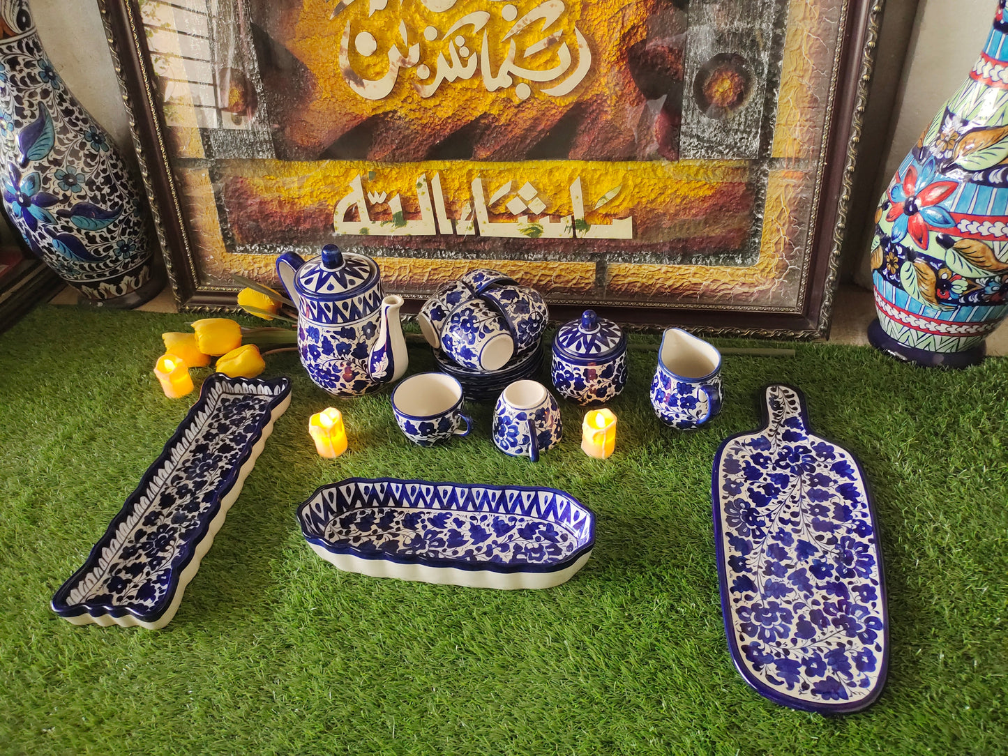 Ceramic Handmade Blue Pottery Beautiful Serena Design Customized Nashta Set | Breakfast Tea Set