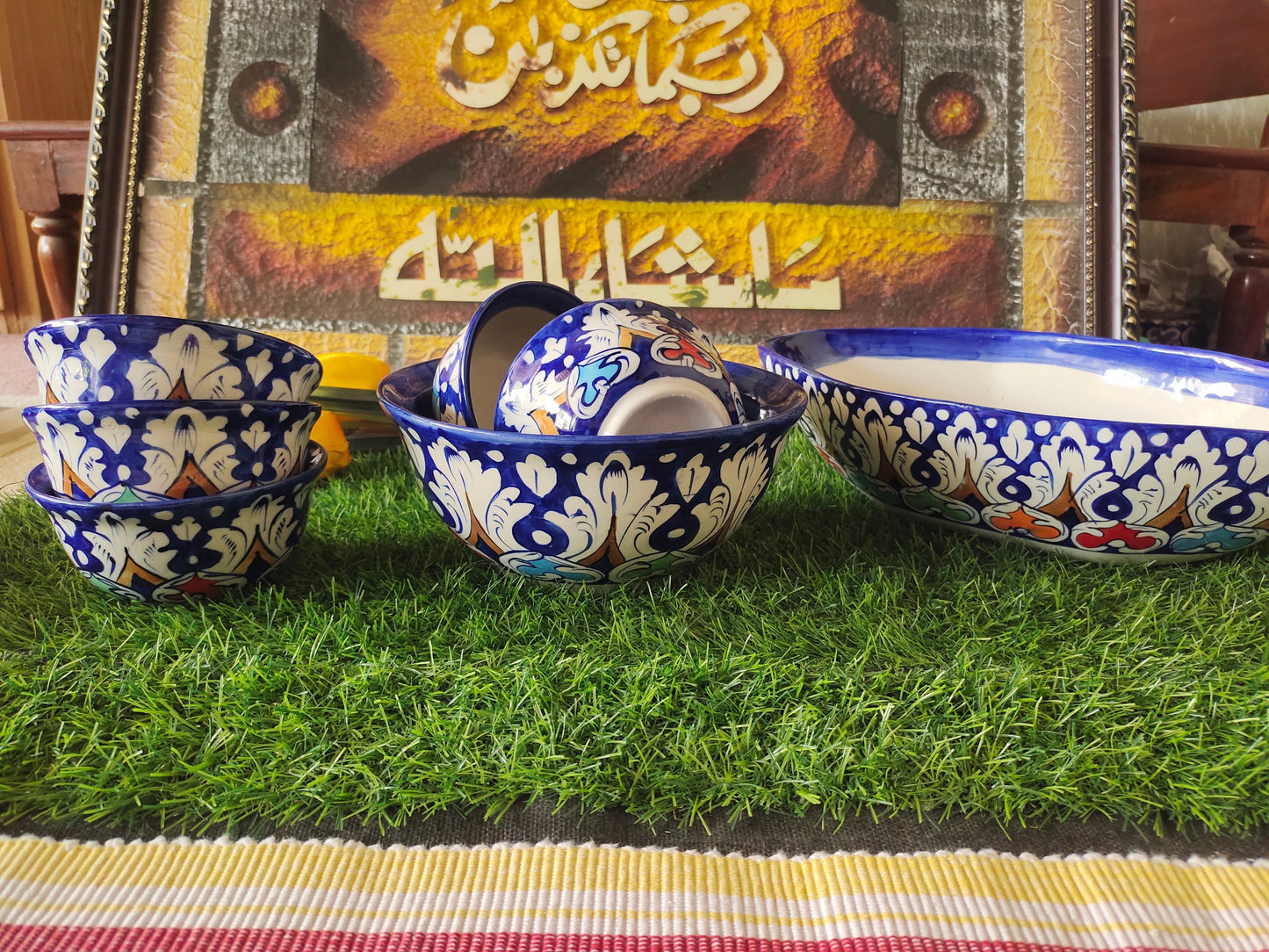 Ceramic Handmade Bundle Deals - Desert Bowl Set(7 pcs set) & Fruit Dish Platter
