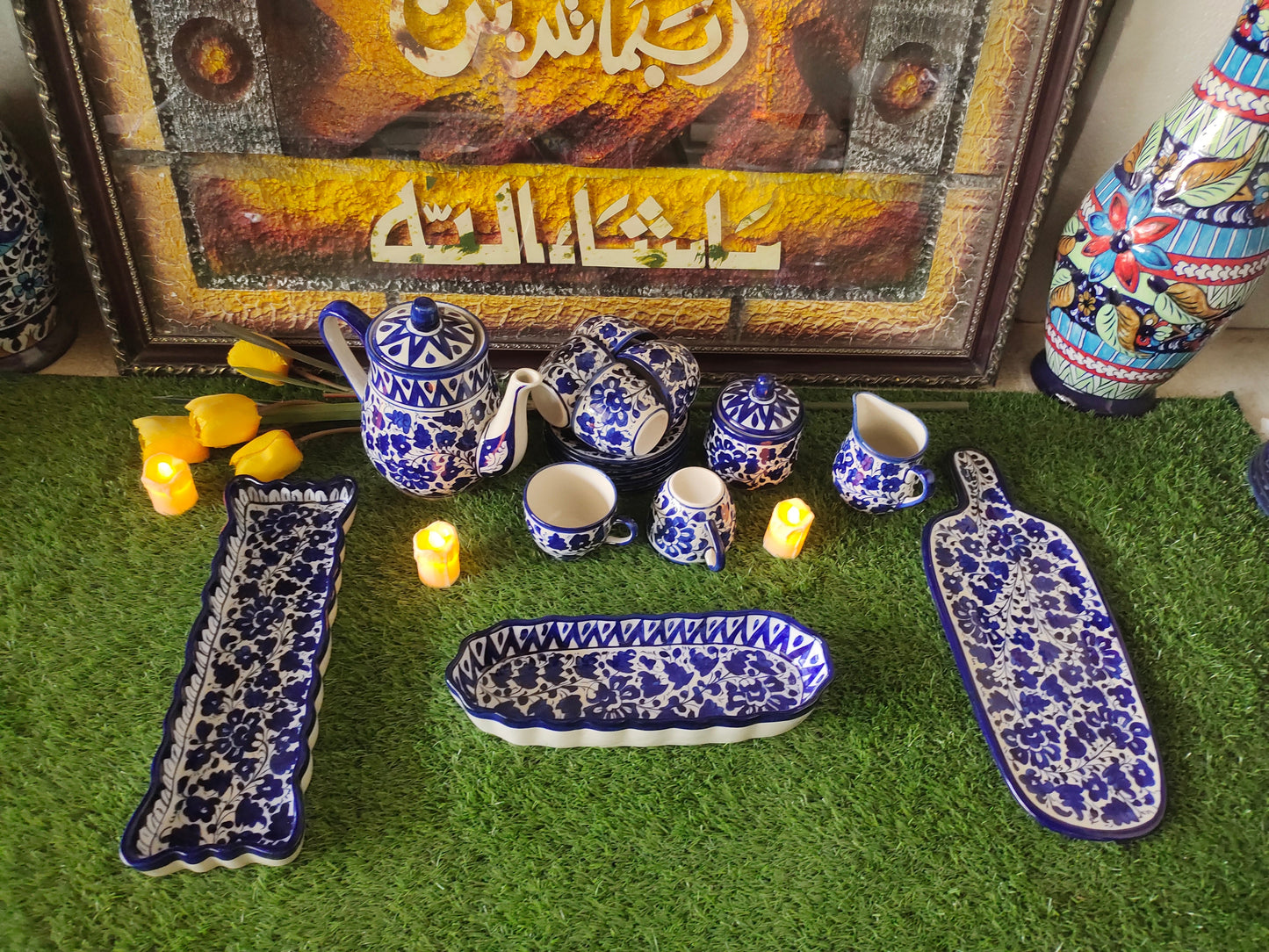 Ceramic Handmade Blue Pottery Beautiful Serena Design Customized Nashta Set | Breakfast Tea Set