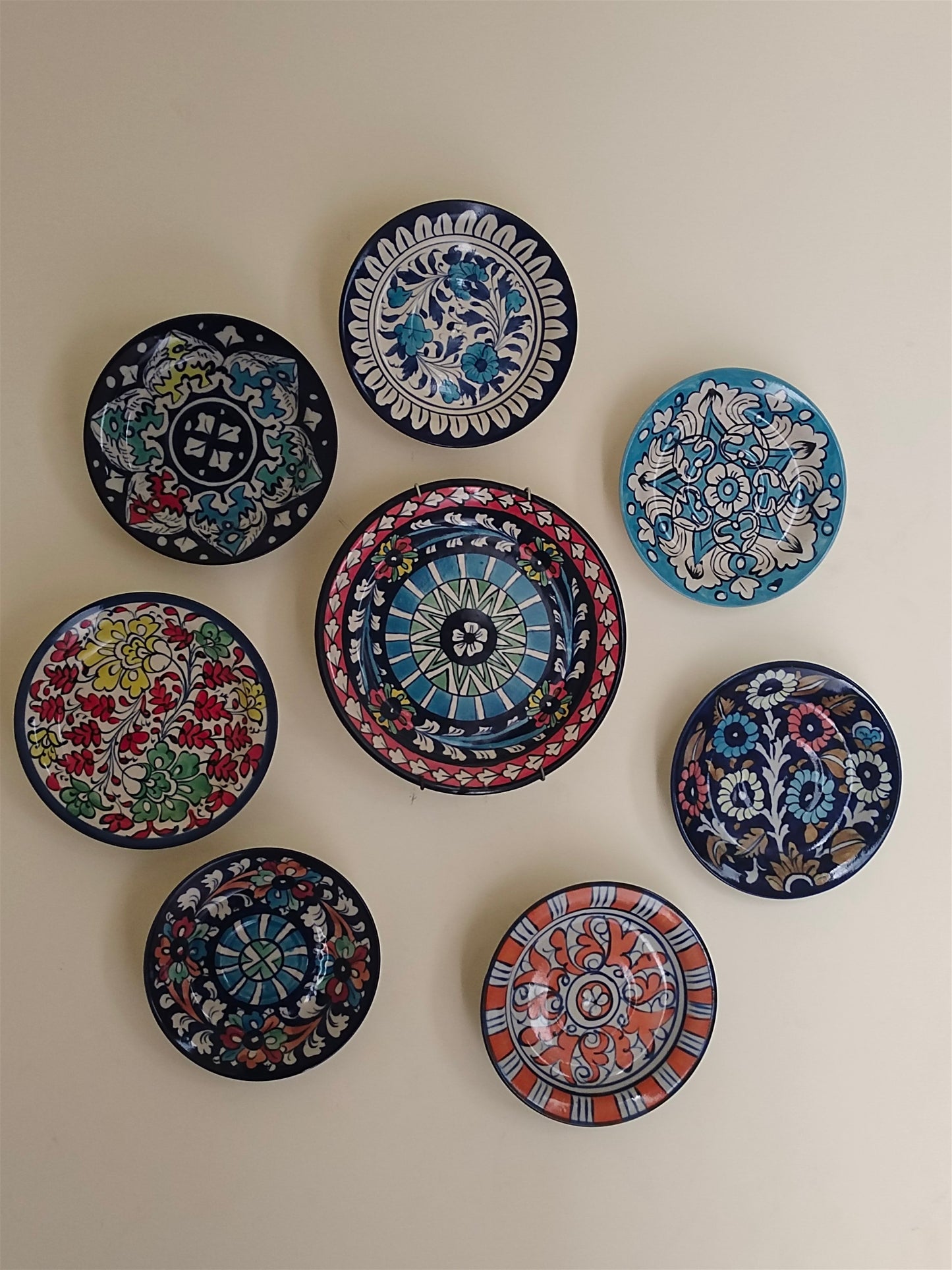 Ceramic Handmade Wall Hanging Plates | 8 plates set
