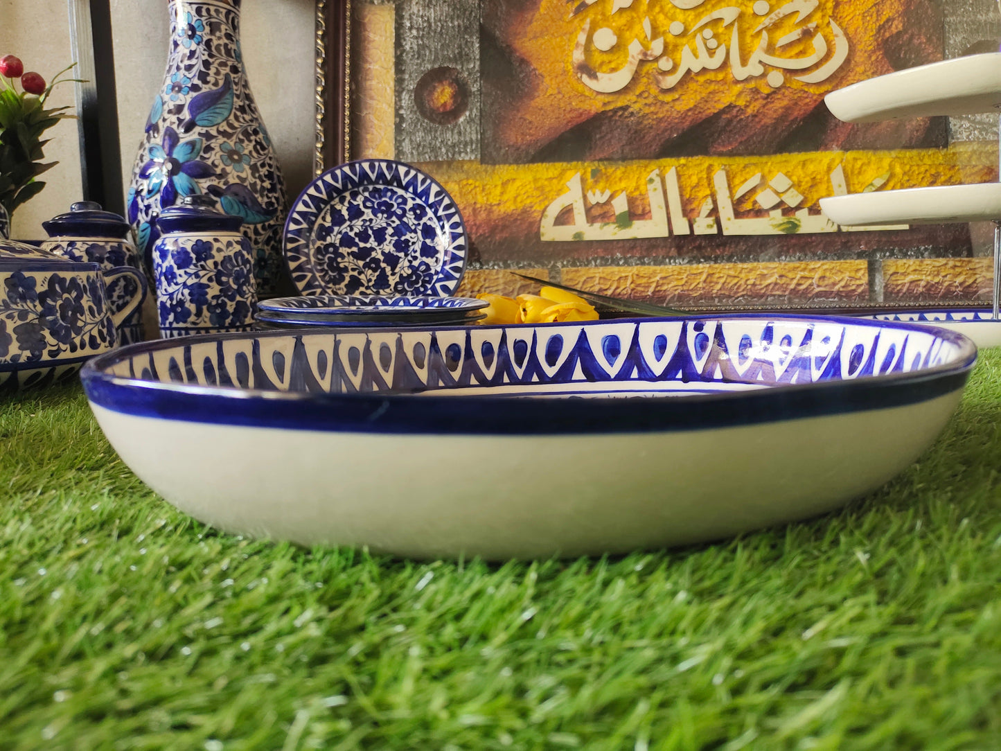 Ceramic Handmade Deep size Oval Serena Rice Platter | Size 13 inch