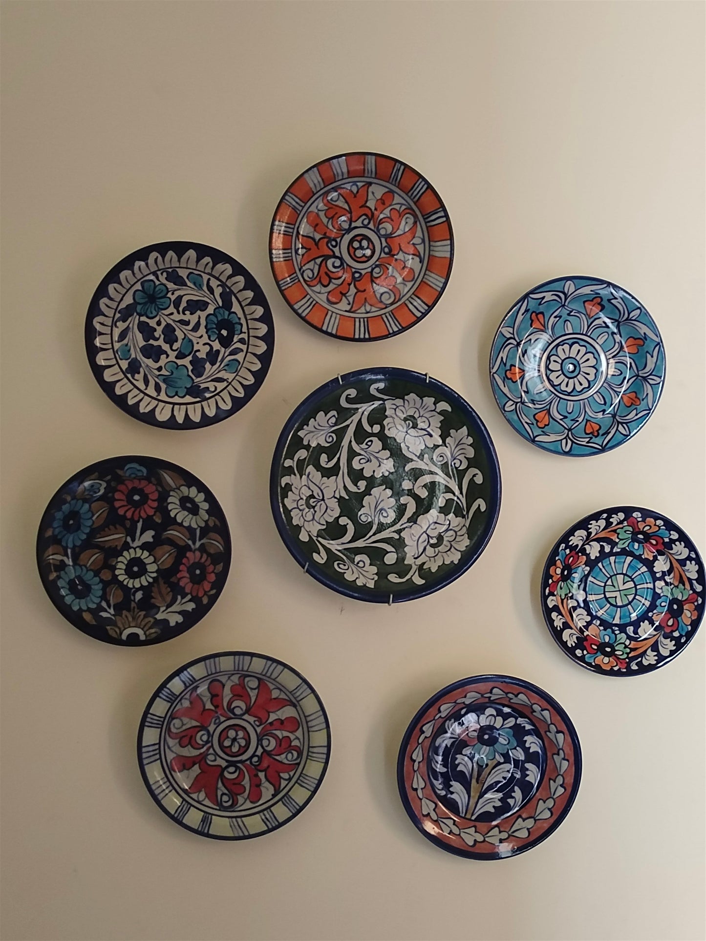 Ceramic Handmade Wall Hanging Plates set | 8 Plates Set