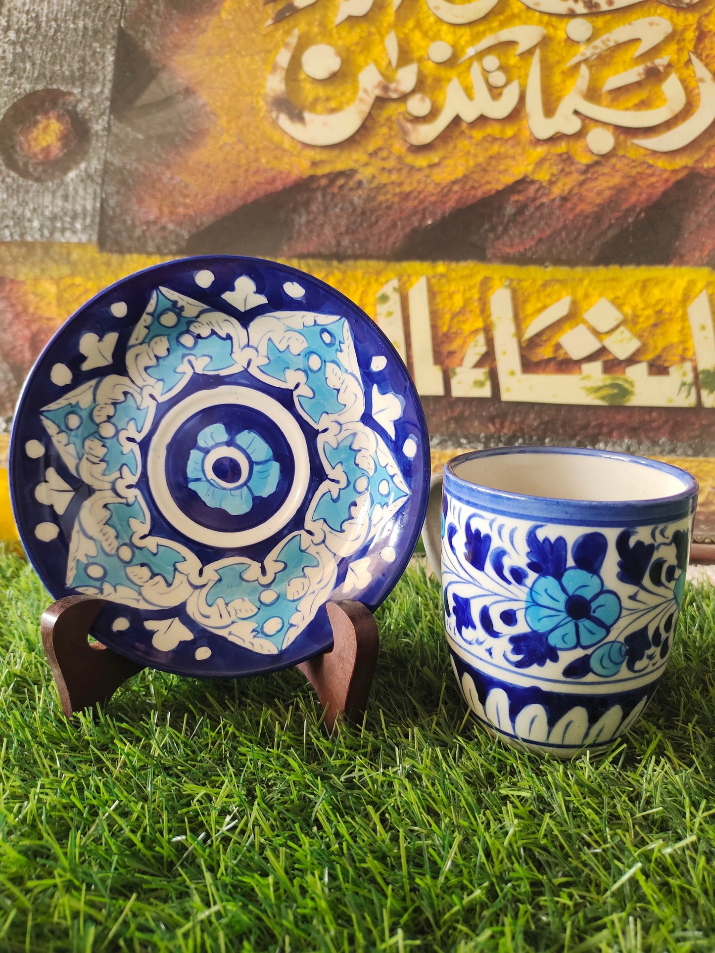 Ceramic Handmade Tea Mug with Saucer Plate