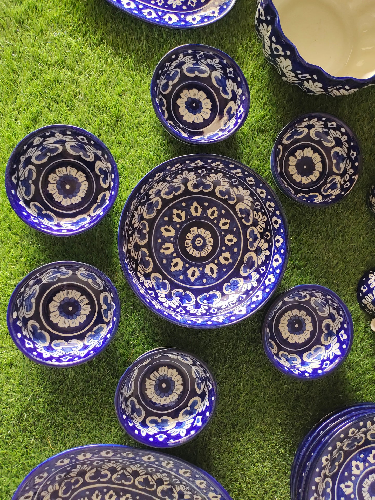 Ceramic Handmade Dinner Set |6 Men Set | Qty 49 pcs | Khaadi Blue Design