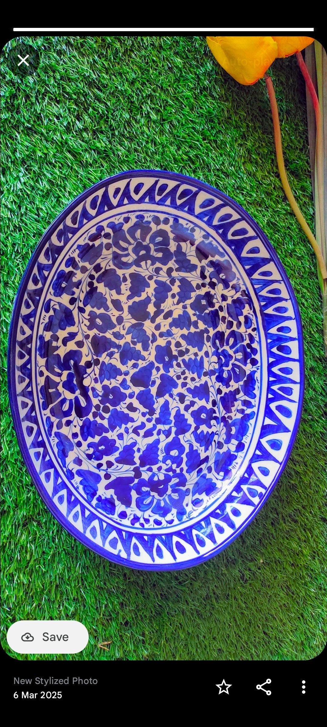 Ceramic Handmade Oval Rice Deep Platter | Size 13 inch