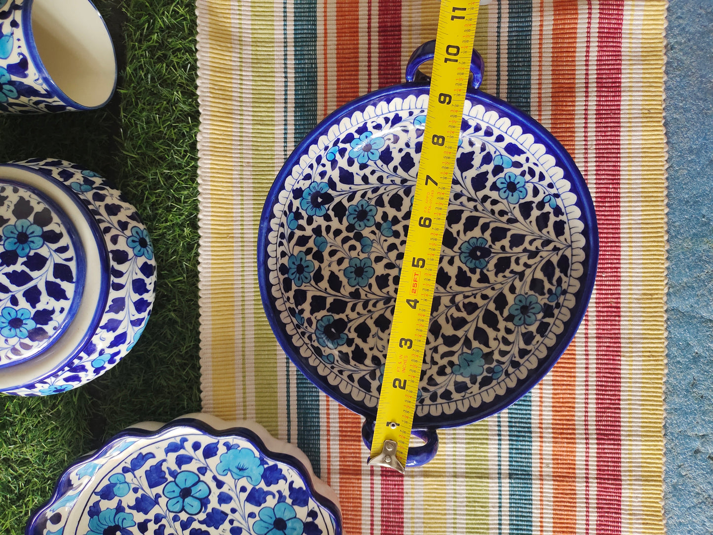 Ceramic Handmade Handle Karahi - Multani Design Handmade | Size 9 inch