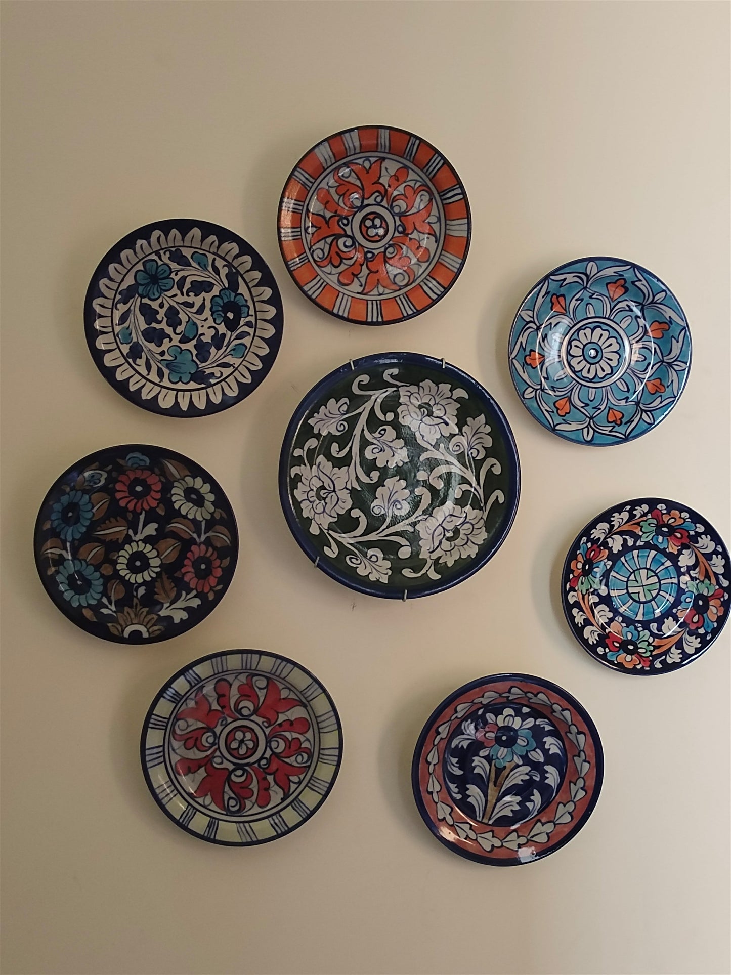 Ceramic Handmade Wall Hanging Plates set | 8 Plates Set