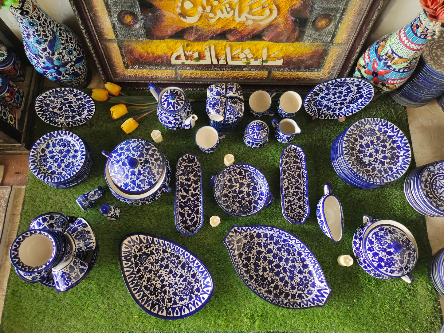 Ceramic Handmade Customized Dinner Set | 10 Men Set | Sareena Design | 65 Pcs