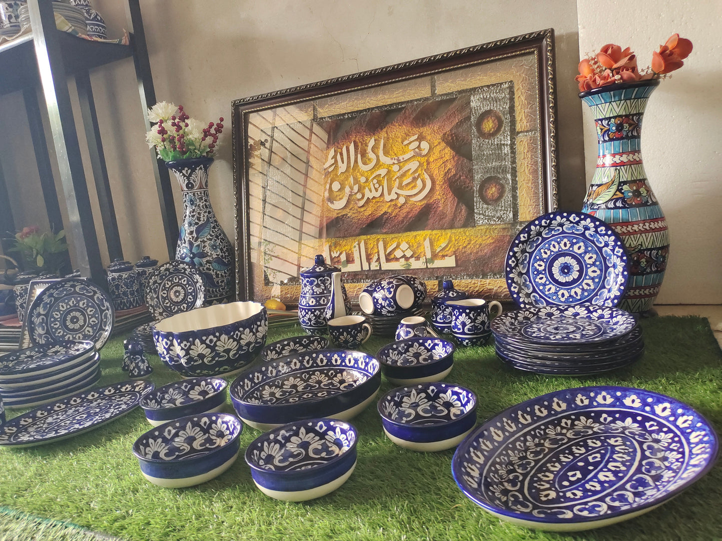 Ceramic Handmade Dinner Set |6 Men Set | Qty 49 pcs | Khaadi Blue Design
