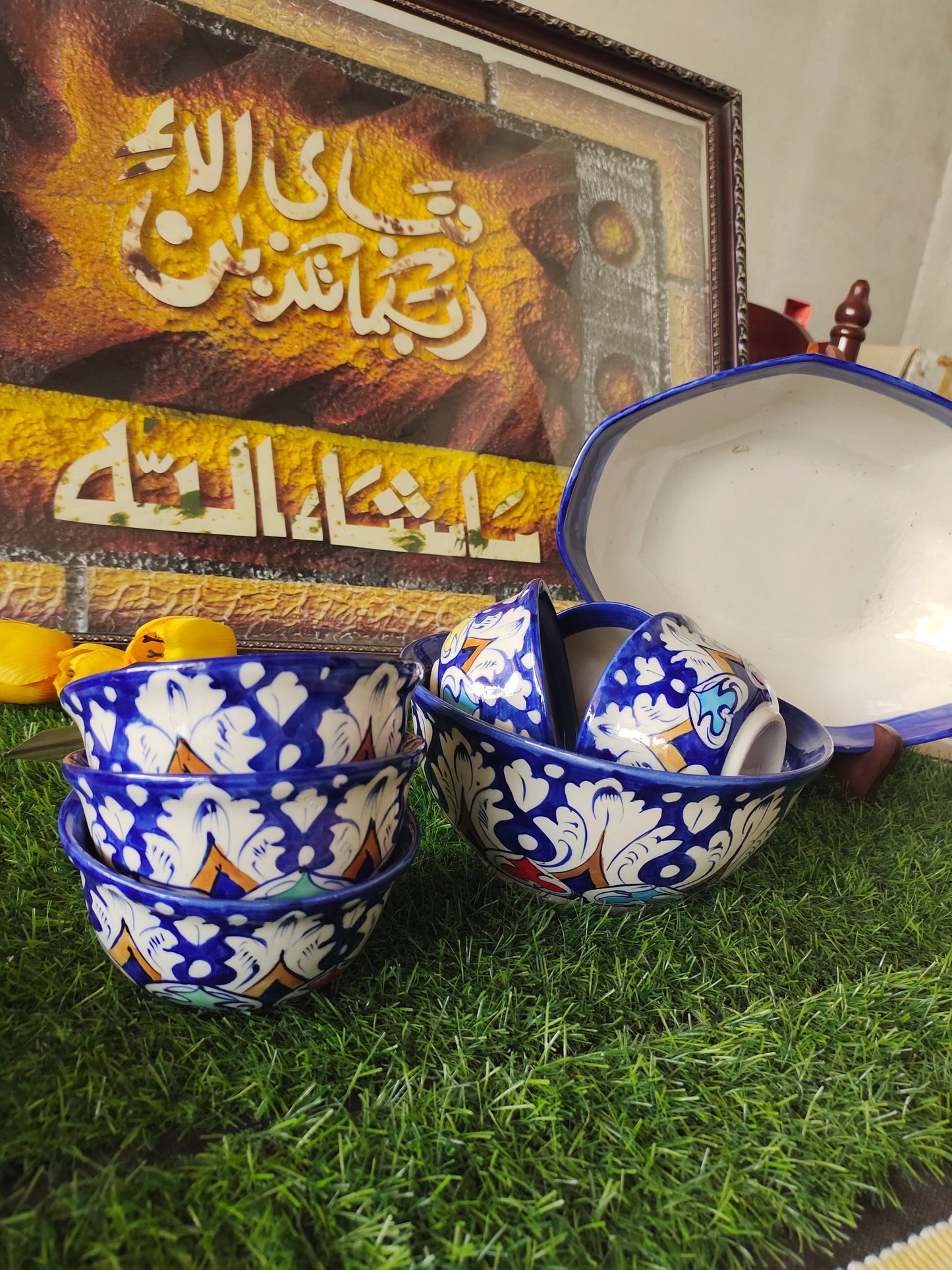 Ceramic Handmade Bundle Deals - Desert Bowl Set(7 pcs set) & Fruit Dish Platter