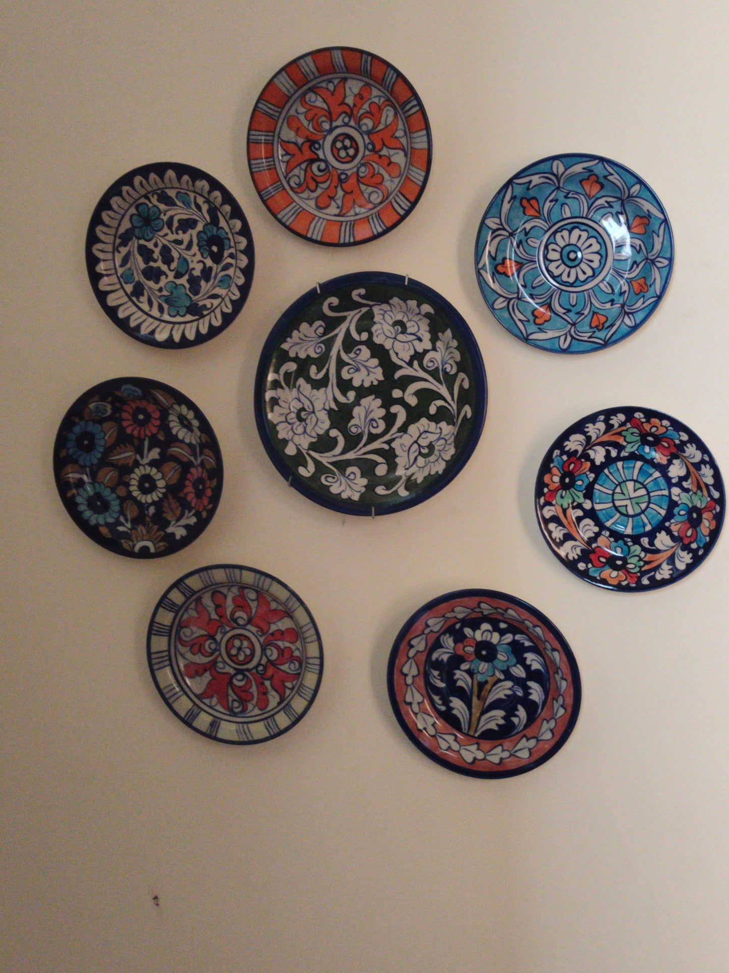 Ceramic Handmade Wall Hanging Plates set | 8 Plates Set