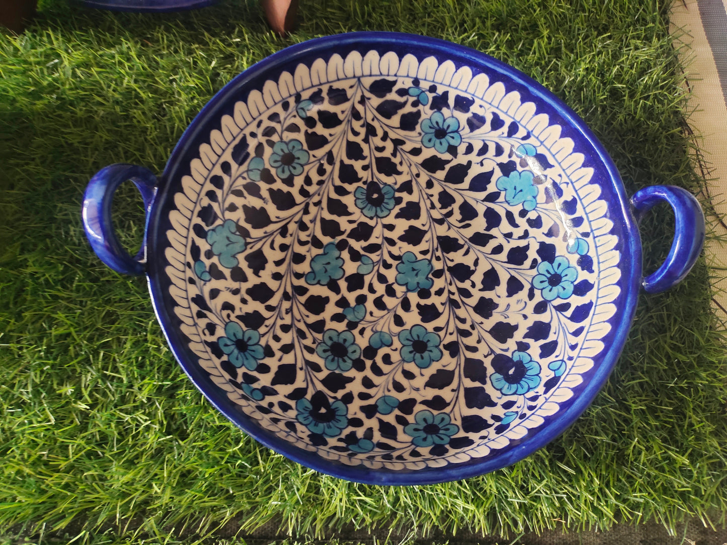 Ceramic Handmade Handle Karahi - Multani Design Handmade | Size 9 inch