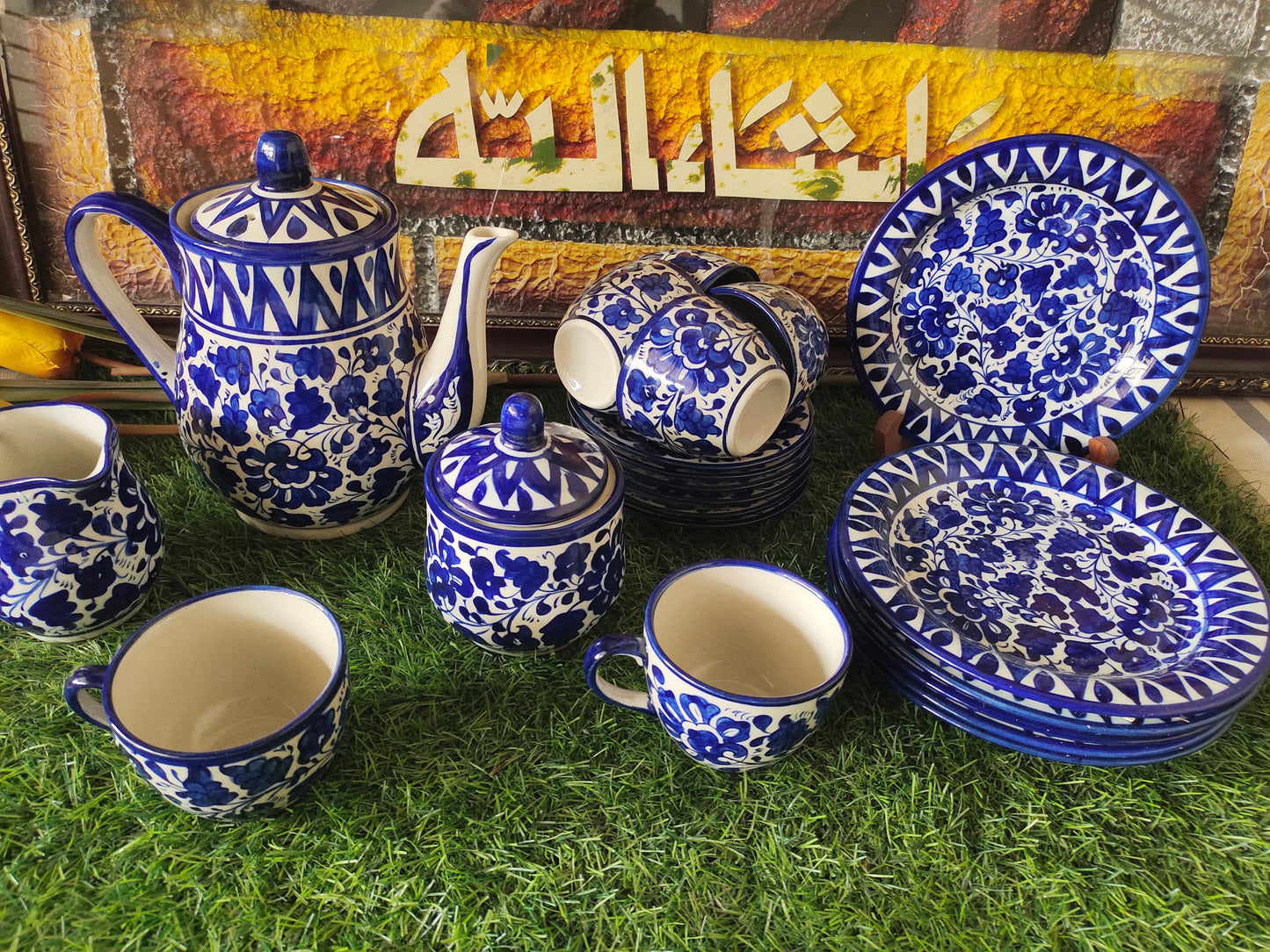 Ceramic Handmade Tea Set with Snack Plates | Quantity 21 Pcs | Serena Design | Nashta Set