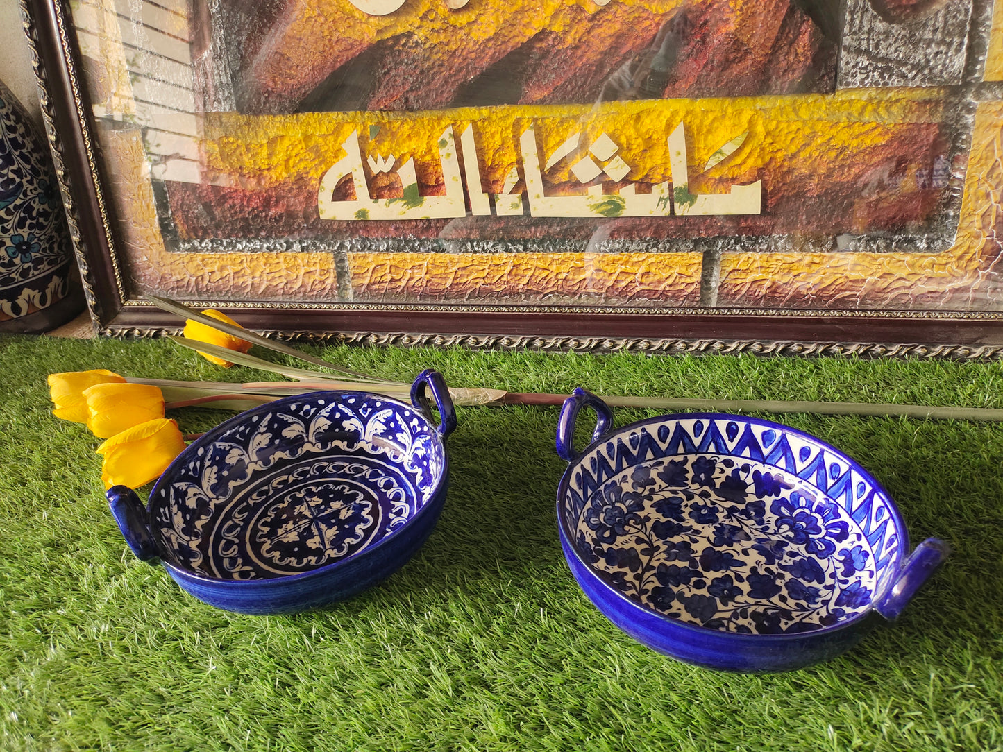 Ceramic Handmade Handle Karahi | Size 9 inch
