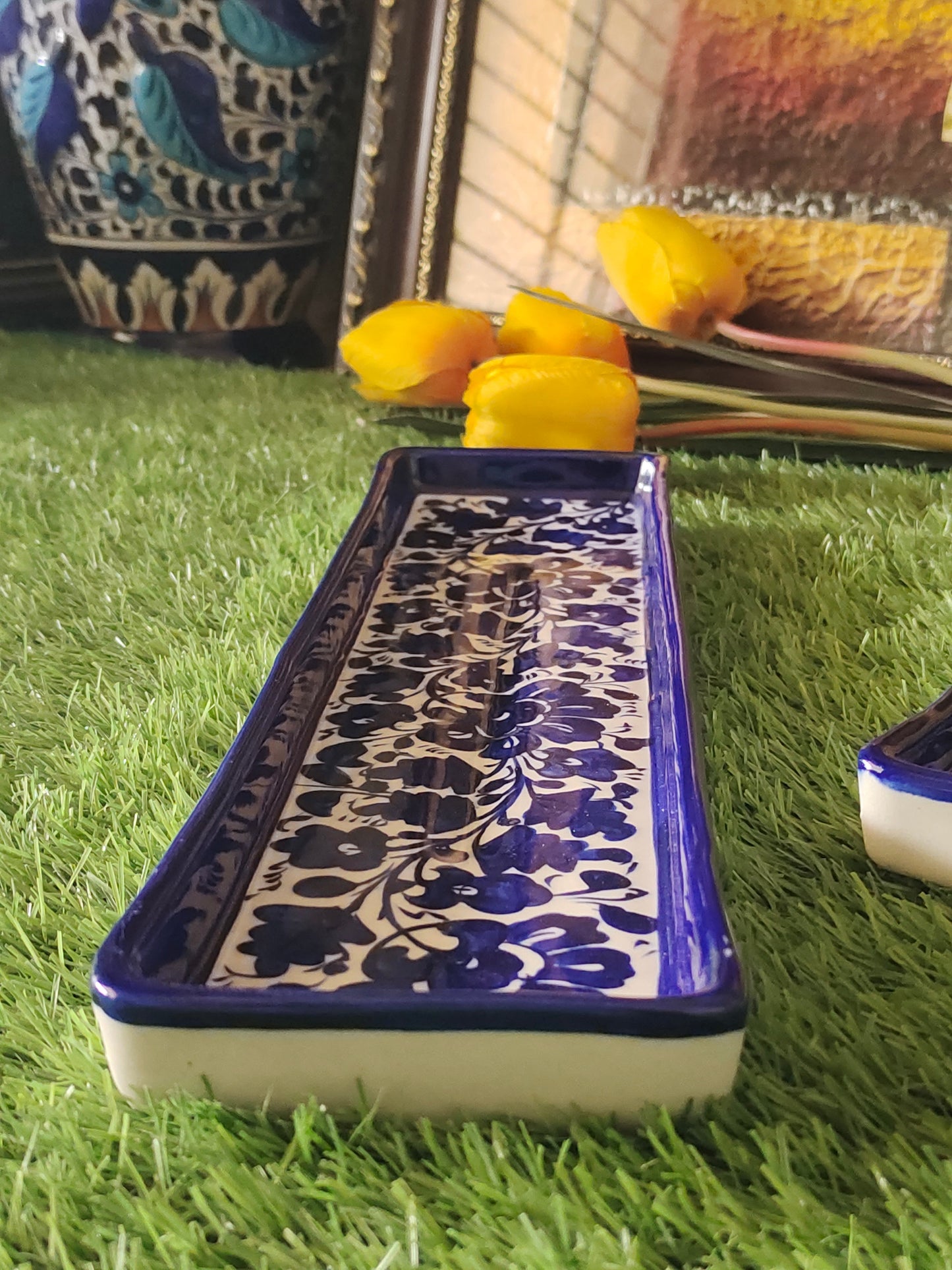 Ceramic Handmade Kabab Dish Long | Size 15 inch