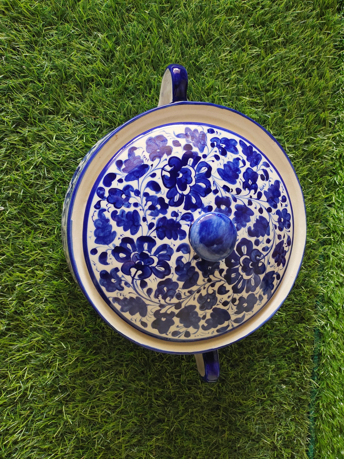 Ceramic Handmade Salan Donga Handle with Lid Cover | Large Size 9 inch