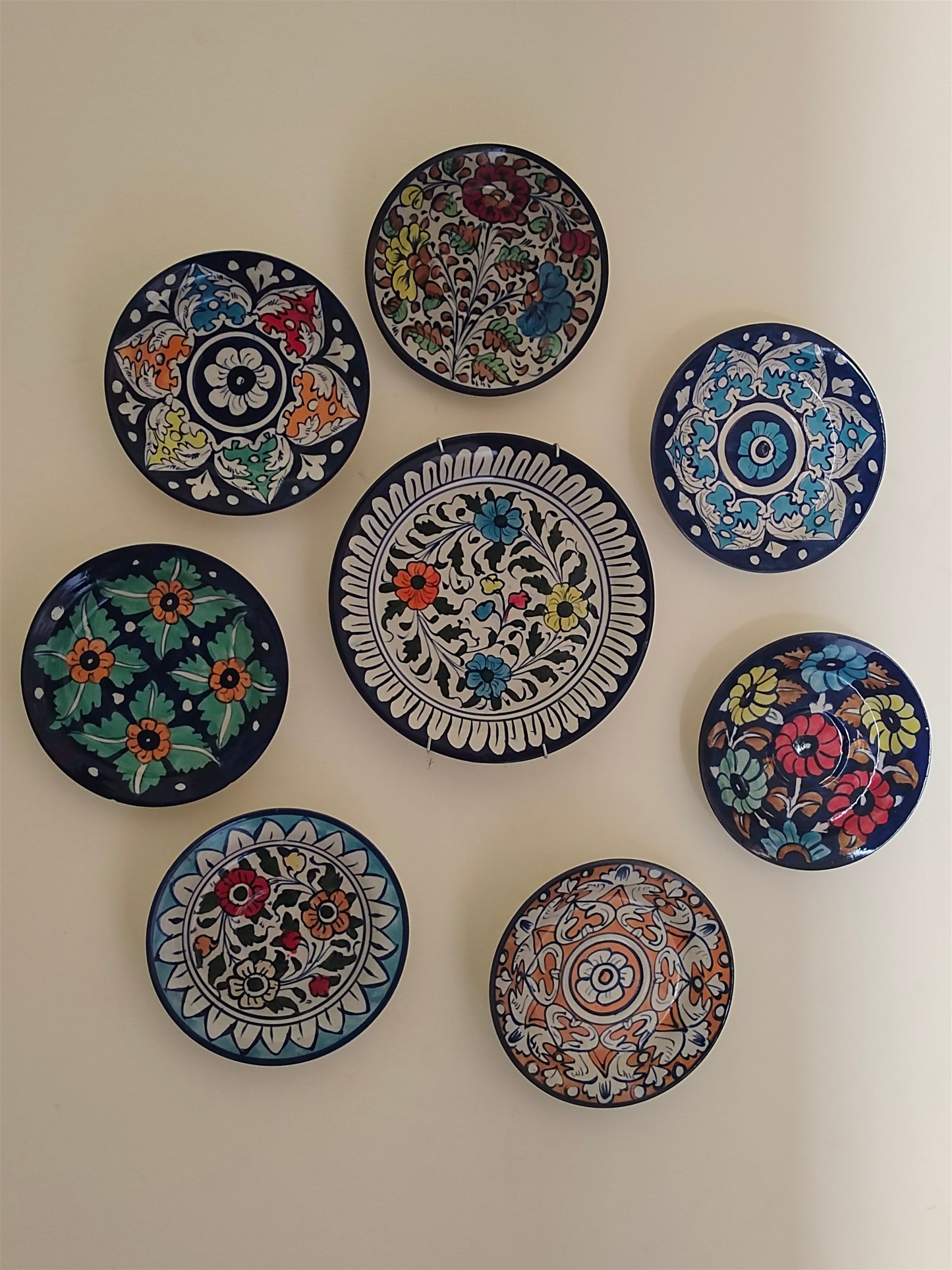 Ceramic Wall Hanging Plate set | Wall Art | 8 Pcs Set