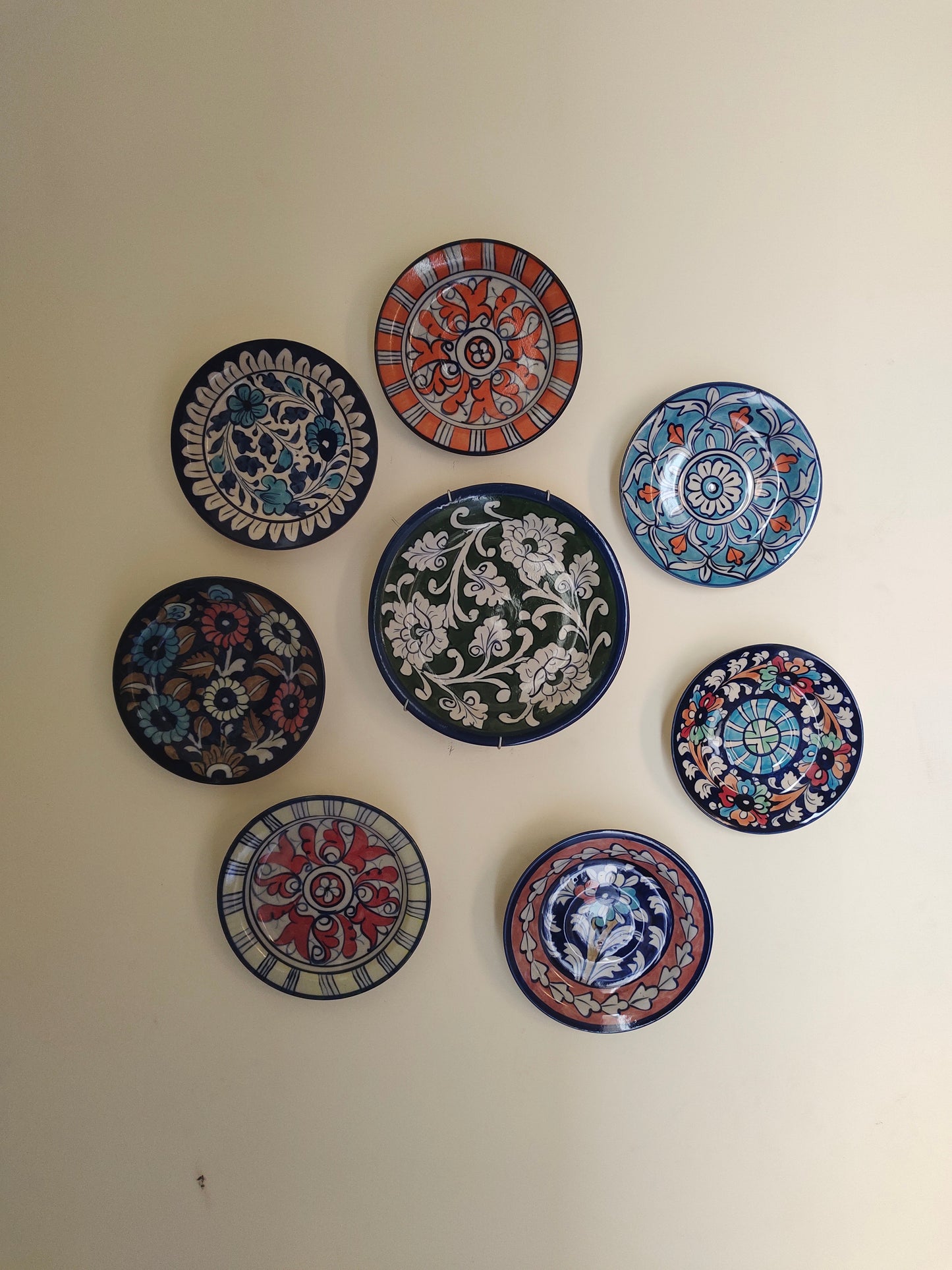 Ceramic Handmade Wall Hanging Plates set | 8 Plates Set