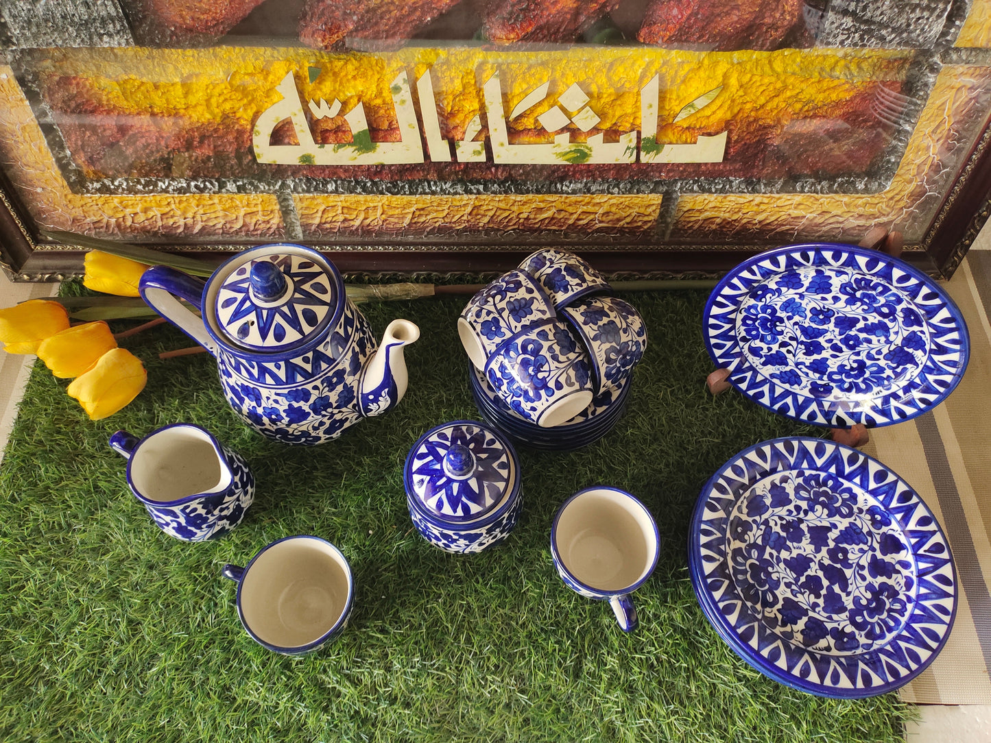 Ceramic Handmade Tea Set with Snack Plates | Quantity 21 Pcs | Serena Design | Nashta Set