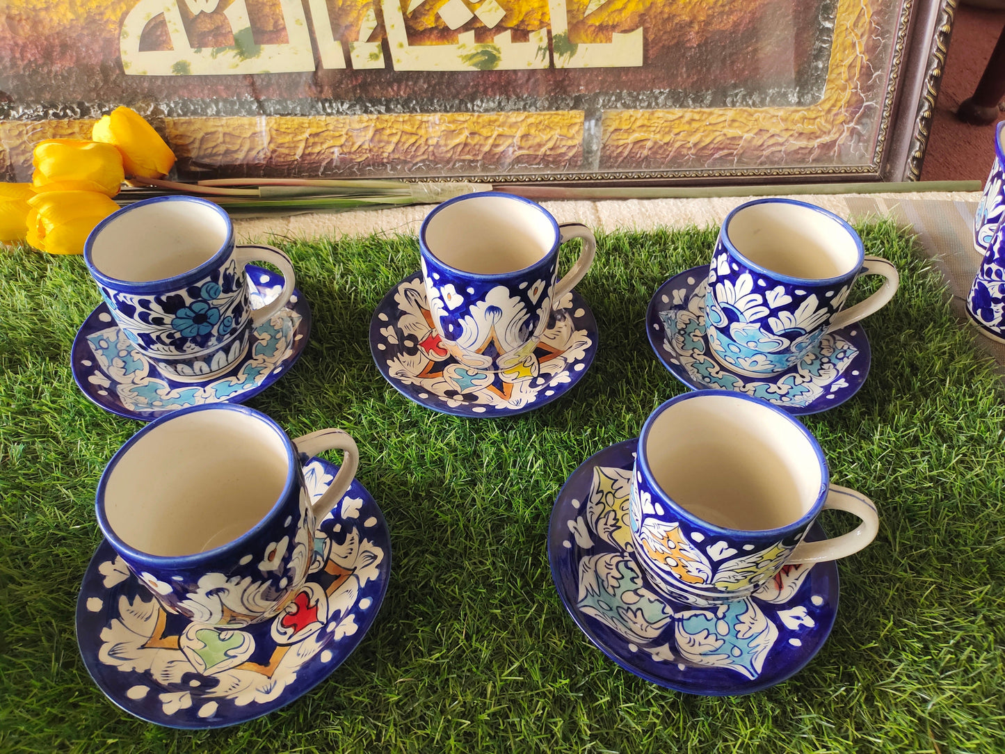 Ceramic Handmade Tea Mug with Saucer Plate