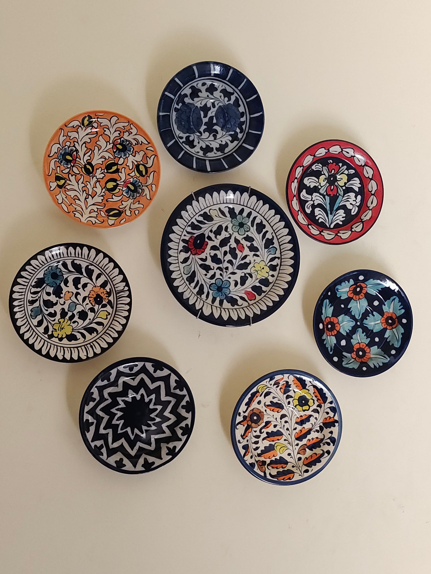 Ceramic Handmade Wall Hanging Set | 8 Plates Set | Wall Art